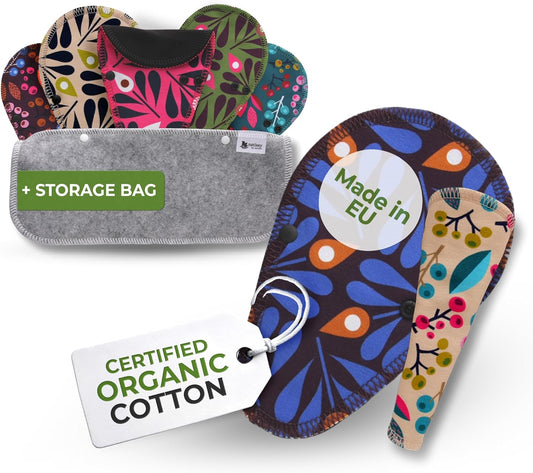 Made in EU - Ultra-Soft Reusable Panty Liners (Tanga, 7-Pack) – High-Temp Washable Cloth Panty Liners for Women – Breathable Secure-Fit Organic Cotton Keeps You Fresh & Dry for Daily Vaginal Discharge