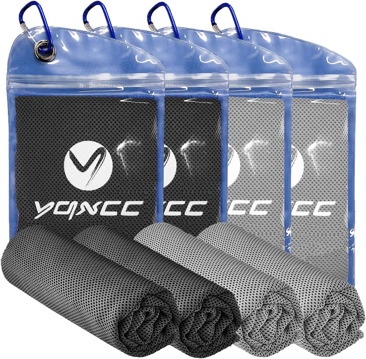 YQXCC Cooling Towels | 4 Pack 47"x12" | Ice Cool for Neck | Microfiber Soft Breathable Chilly | for Yoga, Sports, Golf, Gym, Camping, Running, Fitness, Workout & More Activities