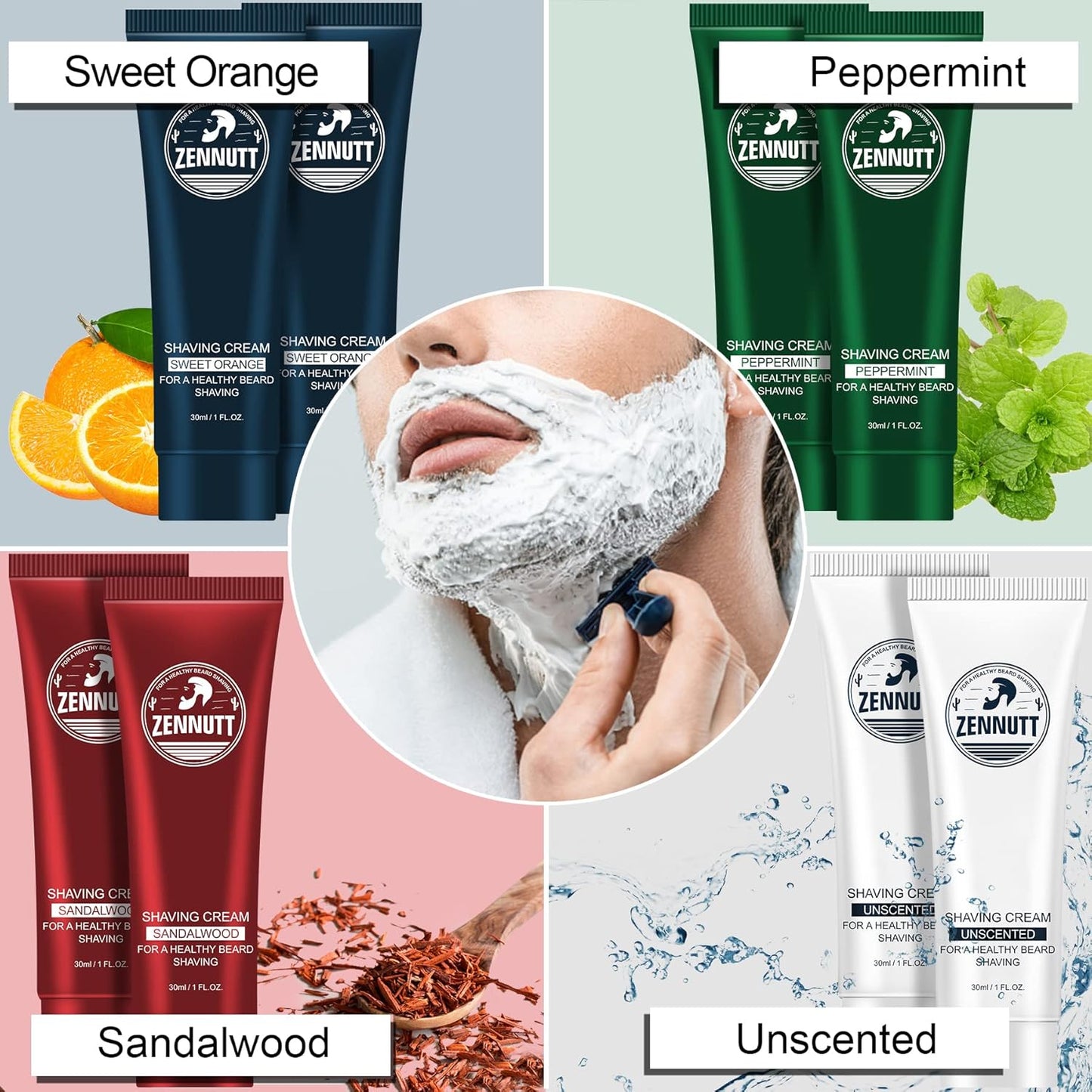 Shaving Cream Mens,8 PCS Travel Shave Cream Gift Set Close Shave Luxury Mens Shaving Cream Kit Unique Gift for Christmas Stocking Stuffers Birthday Gifts for Men Him Dad Adult Husband Boyfriend