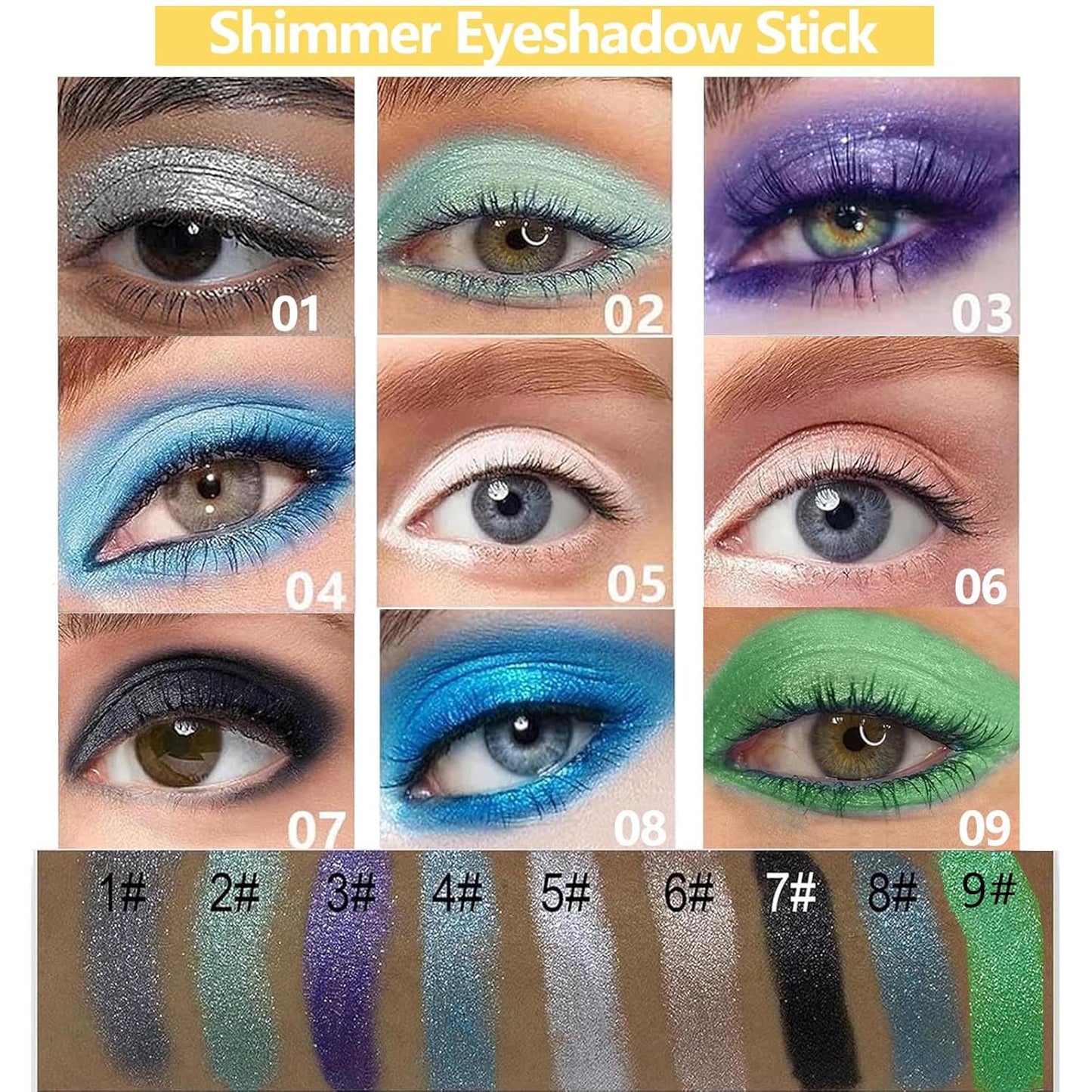 Light Blue Eyeshadow Stick, Blendable Creamy eyeshadow Eye Brightener Stick, Waterproof Eyeshadow Pencil Long Lasting Crayon, Smooth Eye Shadow Highlighter Eye Liner Makeup.#4 light blue shimmer