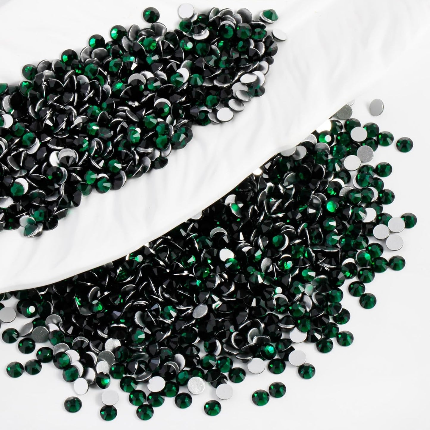 2000PCS SS16 Flatback Rhinestones | 12-Facet Diamond-Cut Glass Gems for Nail Art, Clothing, DIY Crafts |Glue-On Decoration Stones with Silver Backing(Emerald)