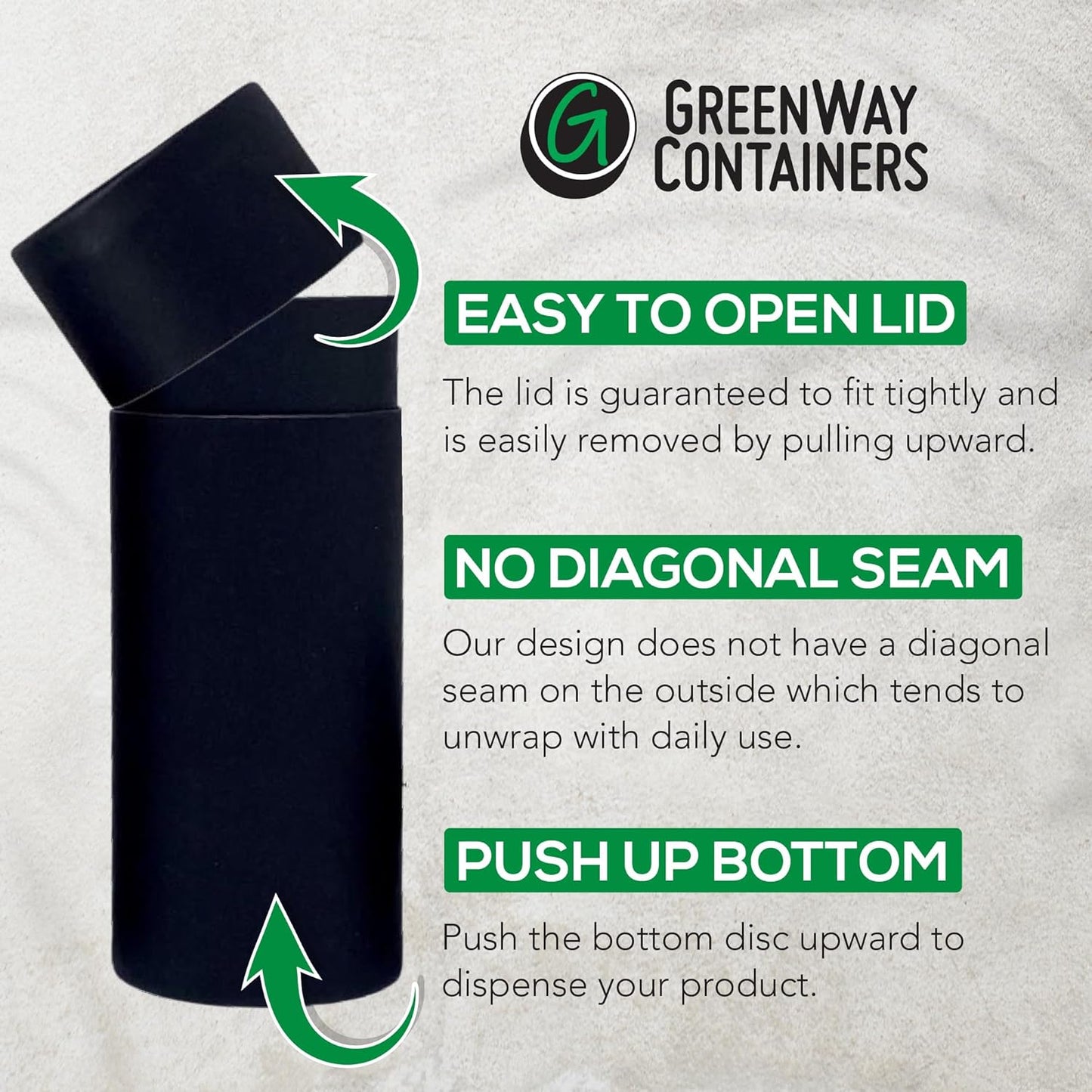 GreenWay 2.5oz / 70g Kraft Paperboard Deodorant Tubes with Lids - 12 Pack Solid Perfume Refillable DIY Cosmetic Containers - Deodorant Containers Lotion Tubes Empty Holder Kraft - Black