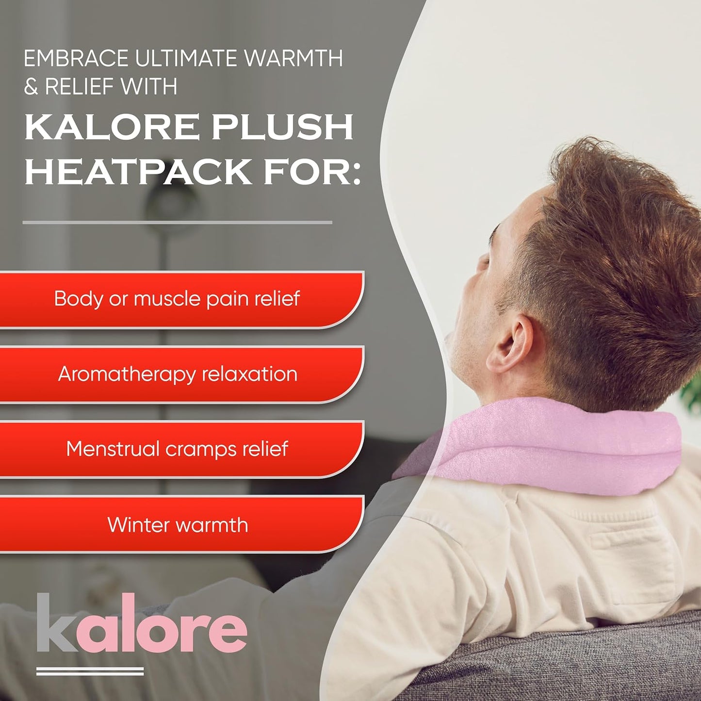 Microwavable Heating Pads for Winter Warmth, Back, Stomach & Head Comfort – Kalore Neck Wrap with Velboa Faux Fur Cover – Even Heat Distribution Hot Compress Bag – Wheat Heat Pad – Unscented – Pink