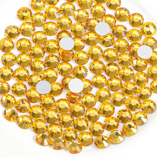 Beadsland 1440pcs Flat Back Crystal Rhinestones Round Gems for Nail Art and Craft Glue Fix, Topaz,SS16,3.8-4.0mm