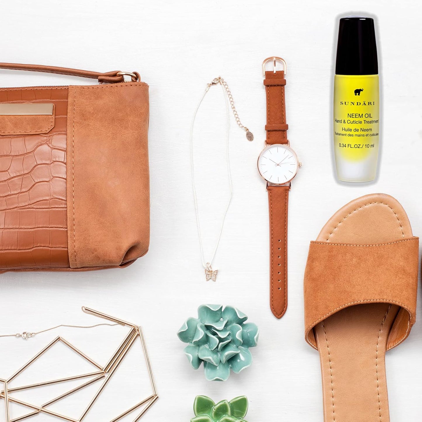 SUNDARI Neem Hand & Cuticle Treatment Oil – 0.34 Fl Oz, Roller for Dry Hands, Nails and Cuticles, Hydrating, Non-Greasy, Pure Plant & Herbal Extracts, Mess-Free Application, Deep Nourishment