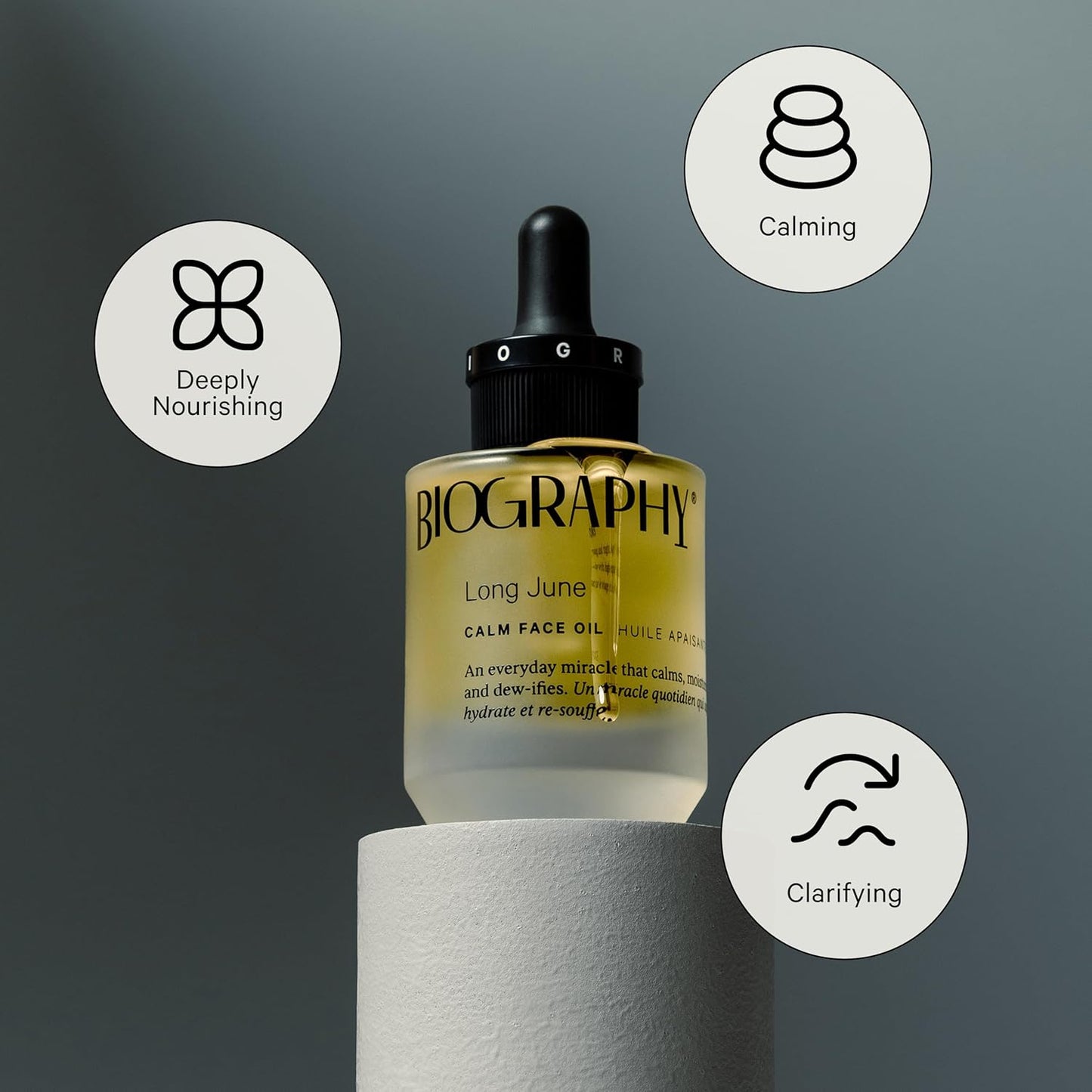 Biography Long June Quieting Face Oil, 30ml - Natural Smoothing & Clarifying Dry Oil. Clarifying, Moisturizing & Hydrating Beauty Facial Oil for Women w/Camellia, Vitamin E & Marula