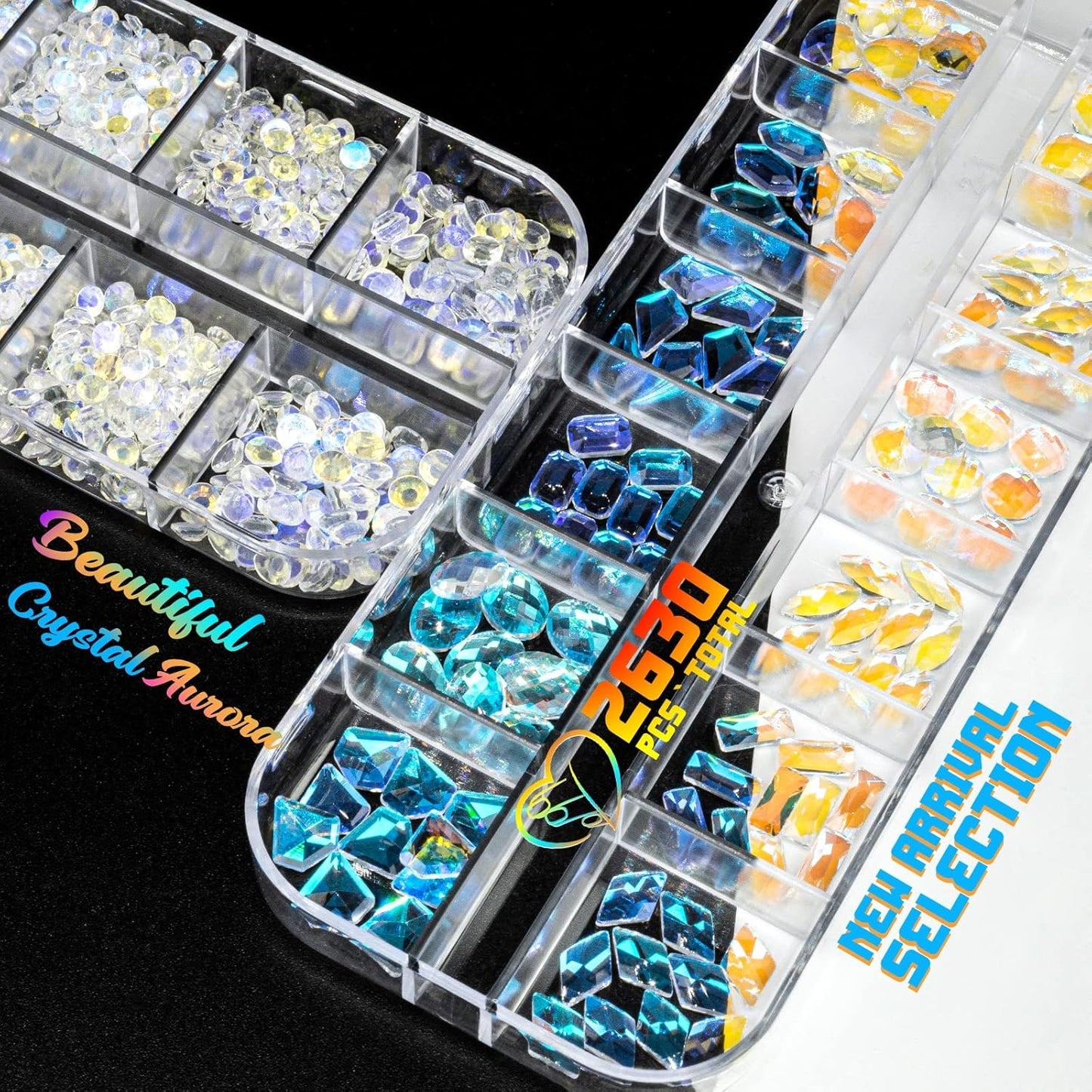 Aurora Crystal Clear Moonlight Rhinestones - Flatback Round Beads K9 Glass Gems Stones Nail Charms for DIY Crafts