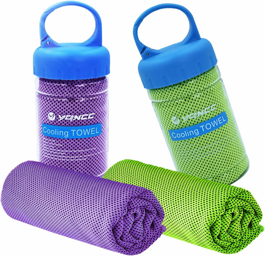 YQXCC Cooling Towel | 2 Pack 47"x12" | Ice Cool for Neck | Soft Breathable Microfiber Chilly | for Yoga, Golf, Gym, Camping, Running, Workout & More Activities