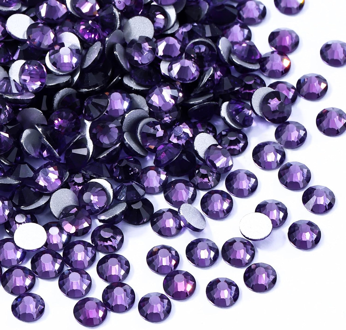 Tanzanite Flatback Rhinestones, Glass Rhinestones for Nail Art and Craft, Glue Fix, Loose Crystal Gemstones(Tanzanite, SS20, 1440pcs, 4.6-4.8mm)