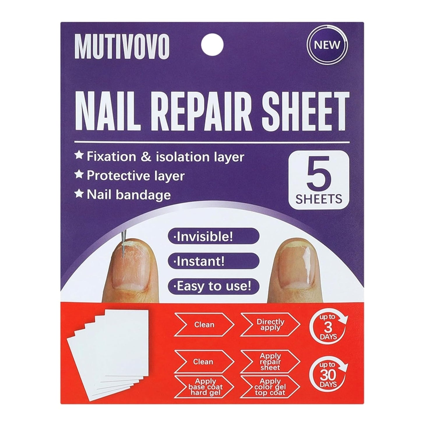 Nail Repair Sheet works for Fixation & isolation layer for Broken Nails, Protective layer for Acrylic, Nail bandage for Nail Recovery, Invisible Instant and Easy to use 5 pcs