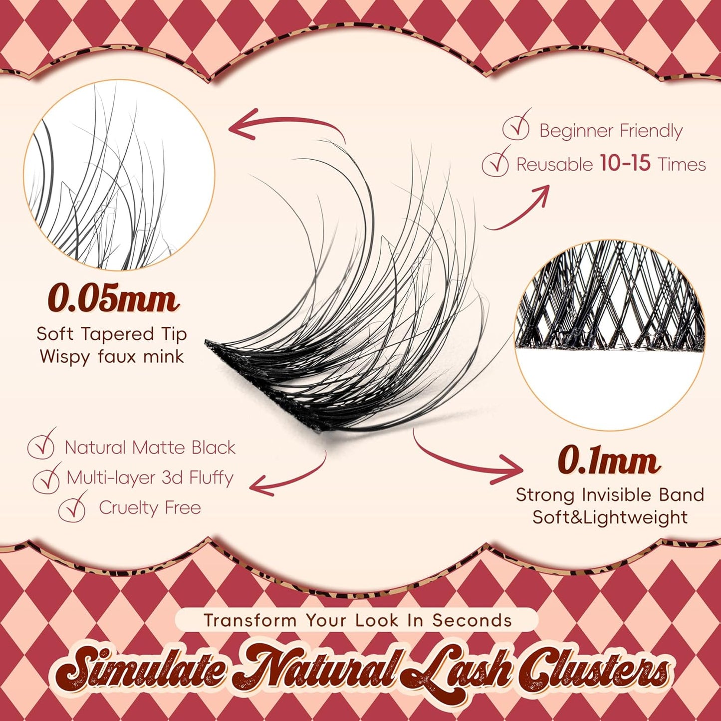 Lash Clusters 0.05mm PBT Fiber Eyelash Clusters, 0.1mm Superfine Invisiband D Curl Diy Lash Extension, 80pcs 8-16mm Individual Lashes Clusters Like Eyelash Extensions (Twilight-D-8-16Mix)