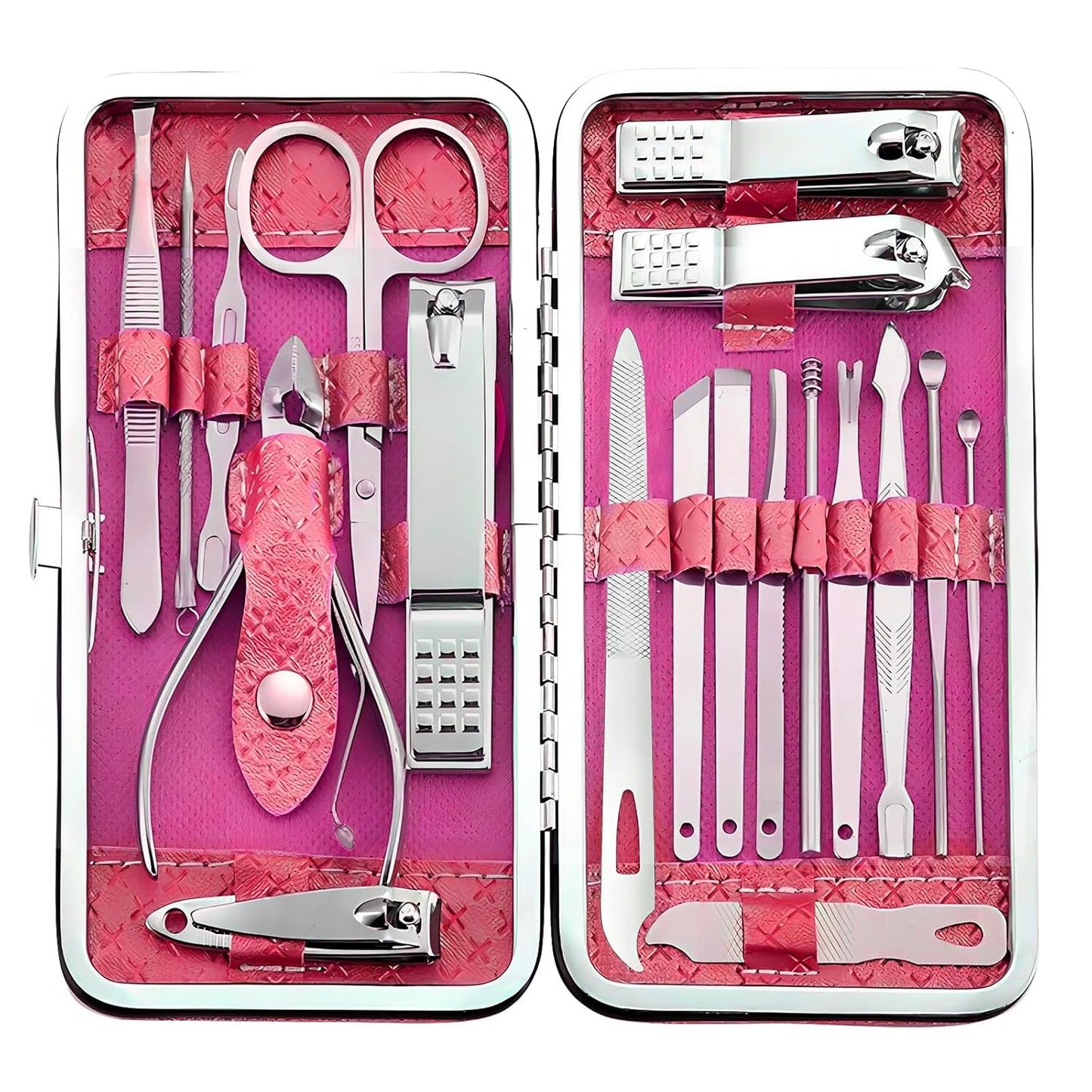 Manicure Set - 19 in 1 Professional Nail Clippers Pedicure Kit, Manicure Tool Kit, Stainless Steel Facial Grooming Set Kit, Gift Idea for Women, Men, Girls, Teens, Red