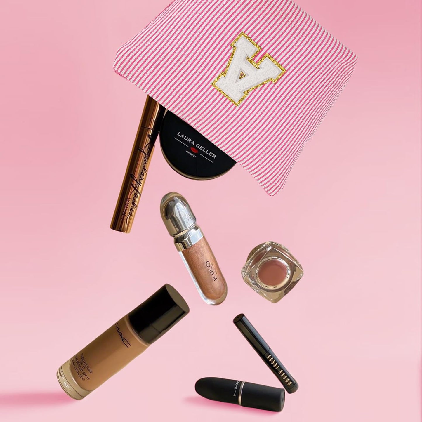 Initial Travel Toiletry Bag for Women - Travel Essentials, Travel Makeup Bag Small Cosmetic Make up Bag Cute Stuff Birthday Gifts for Women Mom Girlfriend Teacher, Purple Letter N