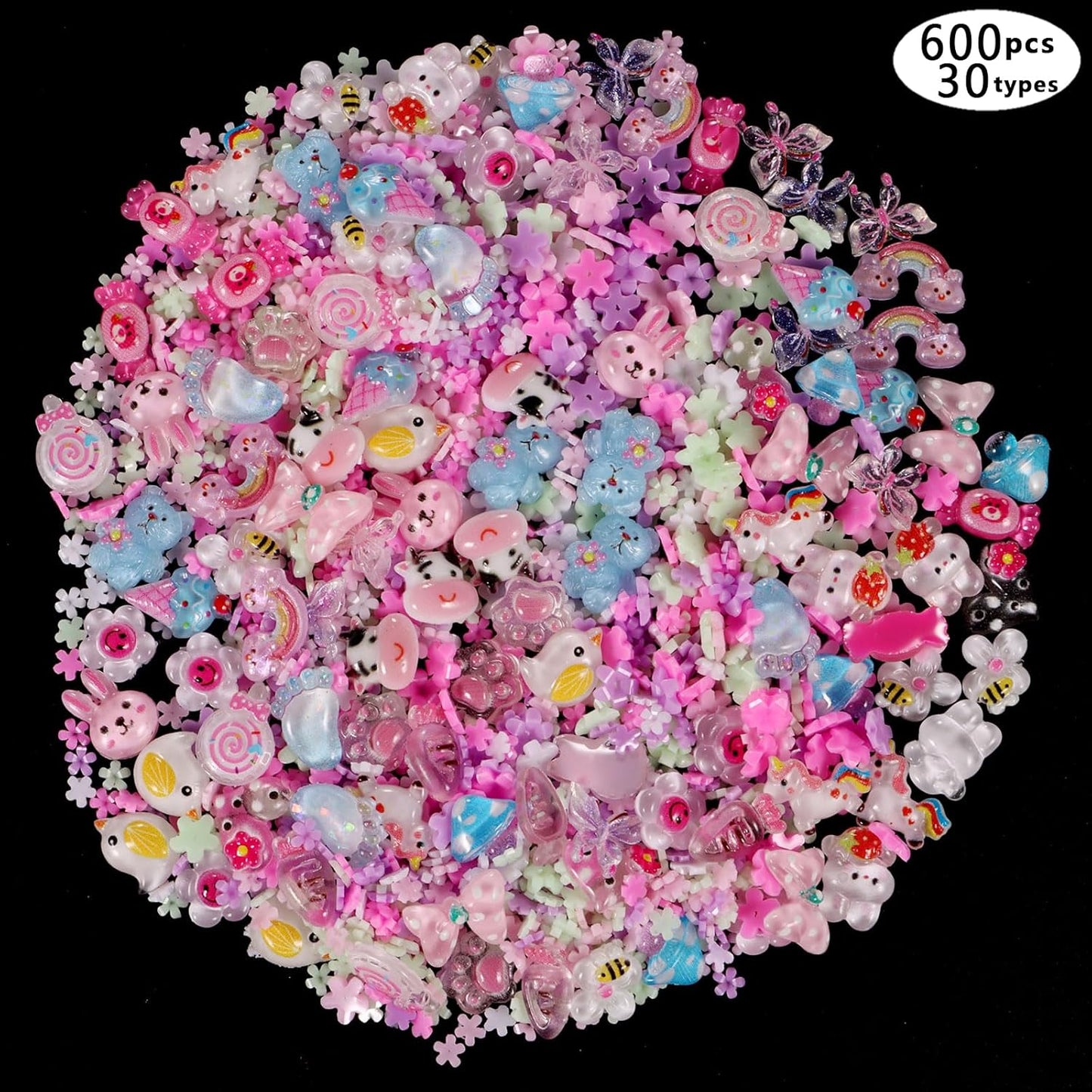 250pc 3D Nail Charms Set - Diverse Shapes & Colors for Acrylic Nails & DIY Crafts (#5)