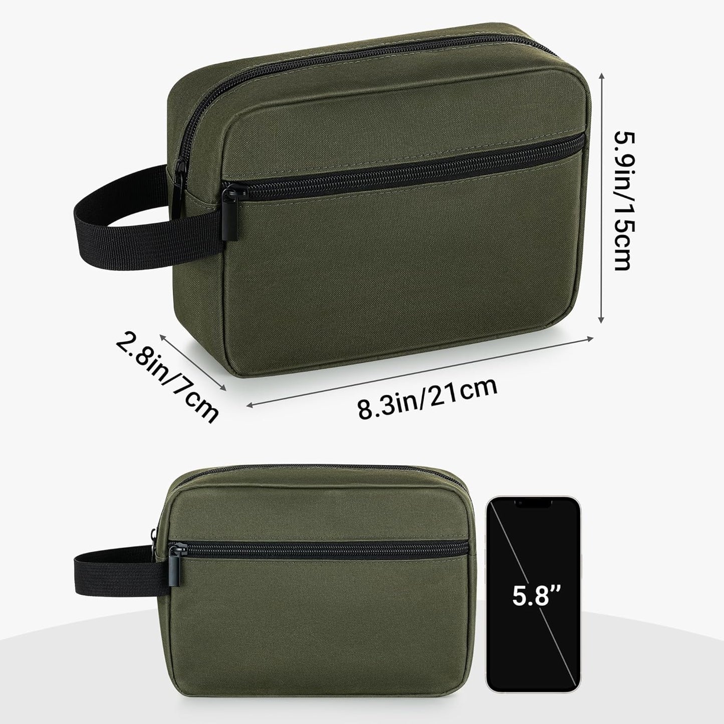 Elviros Travel Toiletry Bag for Women and Men, Lightweight Makeup Bag Hanging Dopp Kit with Shaving Compartment Cosmetic Organizer Small Tool Bag Travel Essentials, Army Green