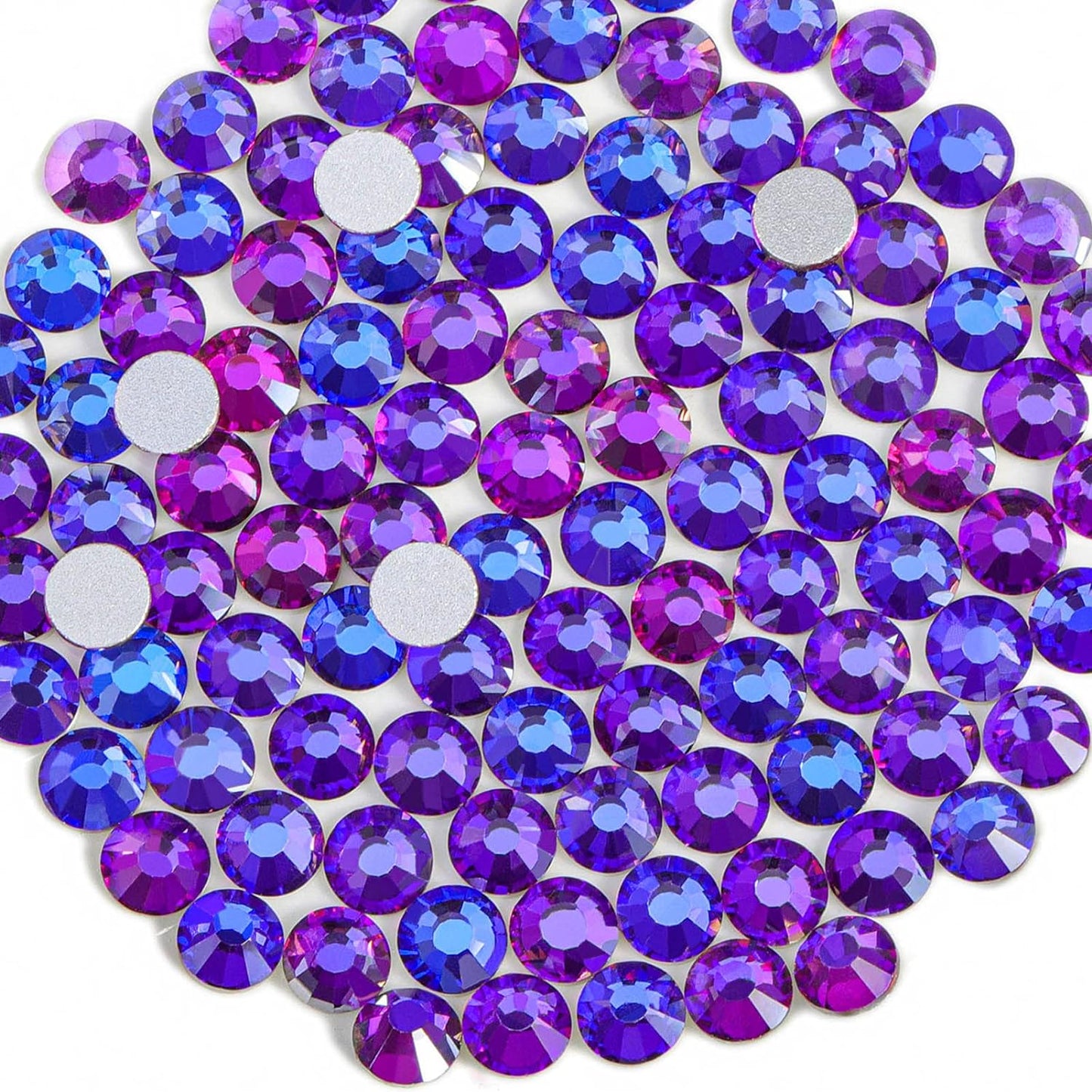 Beadsland 288pcs Flat Back Crystal Rhinestones Round Gems for Nail Art and Craft Glue Fix, Purple Velvet,SS30,6.3-6.5mm