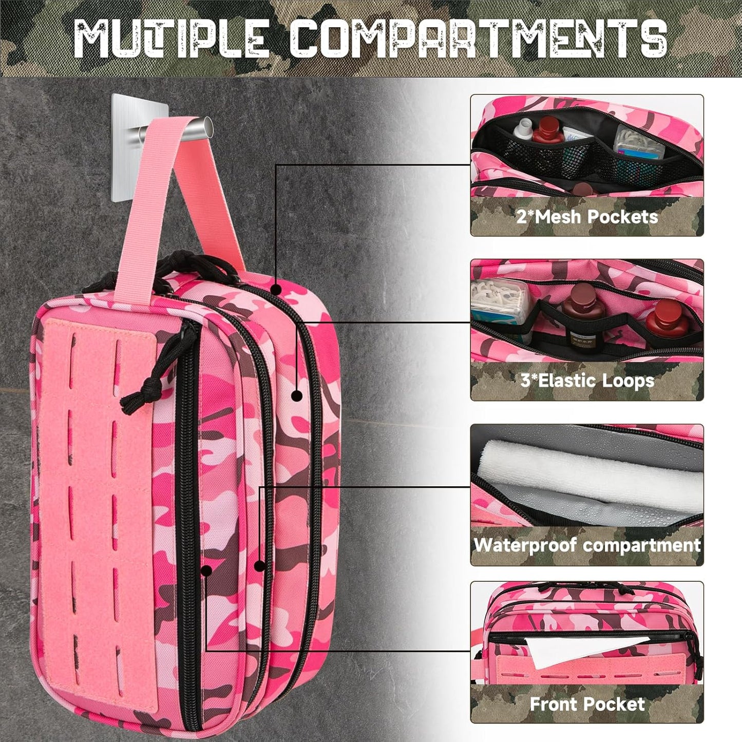 QT&QY Tactical Toiletry Bag For Women Hygiene Bag EDC Military Tool Molle Pouches Small Dopp Kit Mens Shaving Kit Travel shower Bags