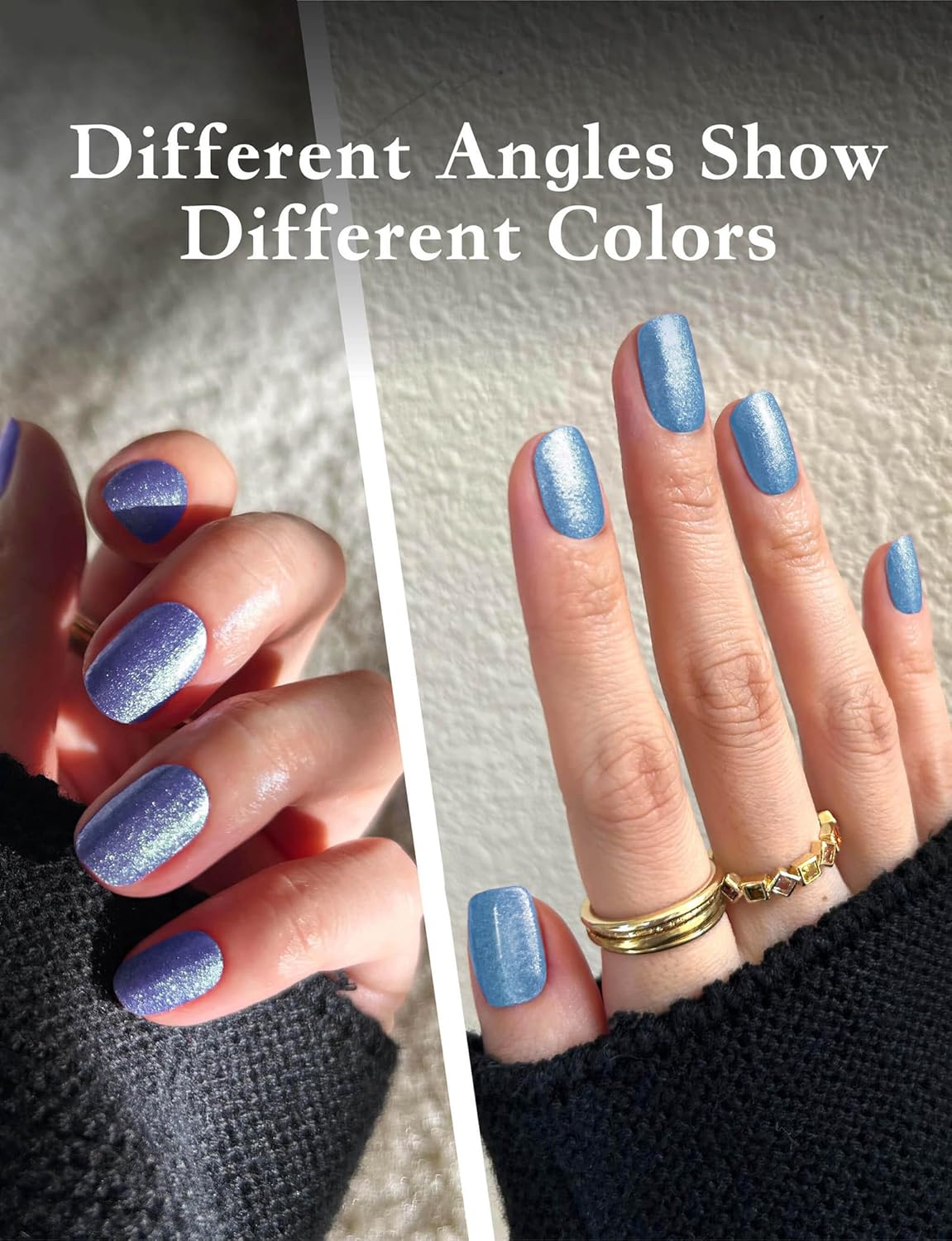 Glitter Nail Polish Strips, 32 Pcs Salon Quality Gel Nail Stickers, Long Lasting Wraps Easy to Use & Remove (Glitter Water Blue)