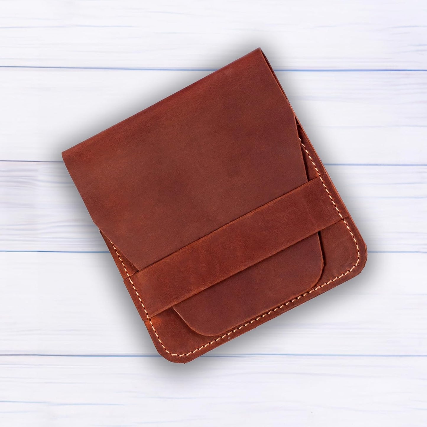 Leather Manicure Set Case Grooming Kit Organizer (Light Brown)