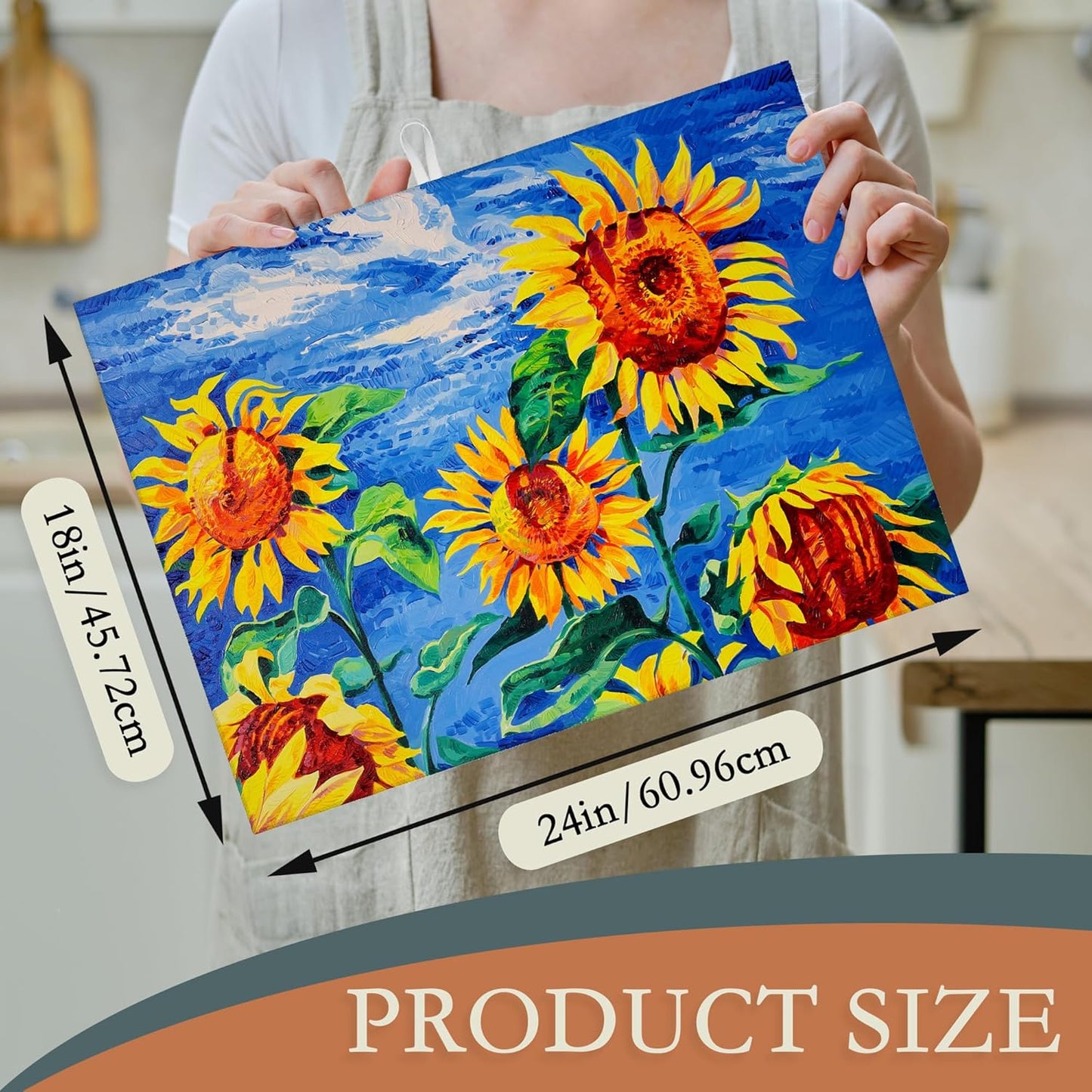 Sunflowers Dish Drying Mat,Modern Art Drying Rack Pad Countertop Dishes Ultra Absorbent Microfiber Kitchen Counter Mat for Coffee Countertop Decor 18x24 Inch