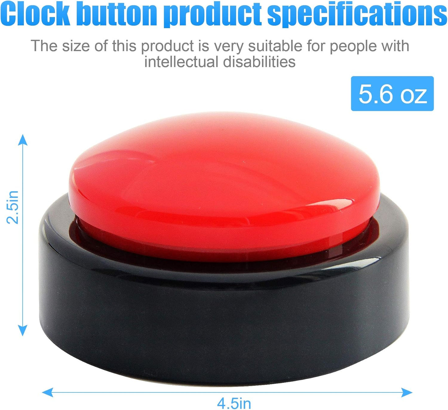 Large Talking Button Clock, Talking Alarm Clock with Volume Control Telling Time and Day of The Week Alarm Gift Clock for Mother Father Seniors Elderly Blind People - (Red and Black)