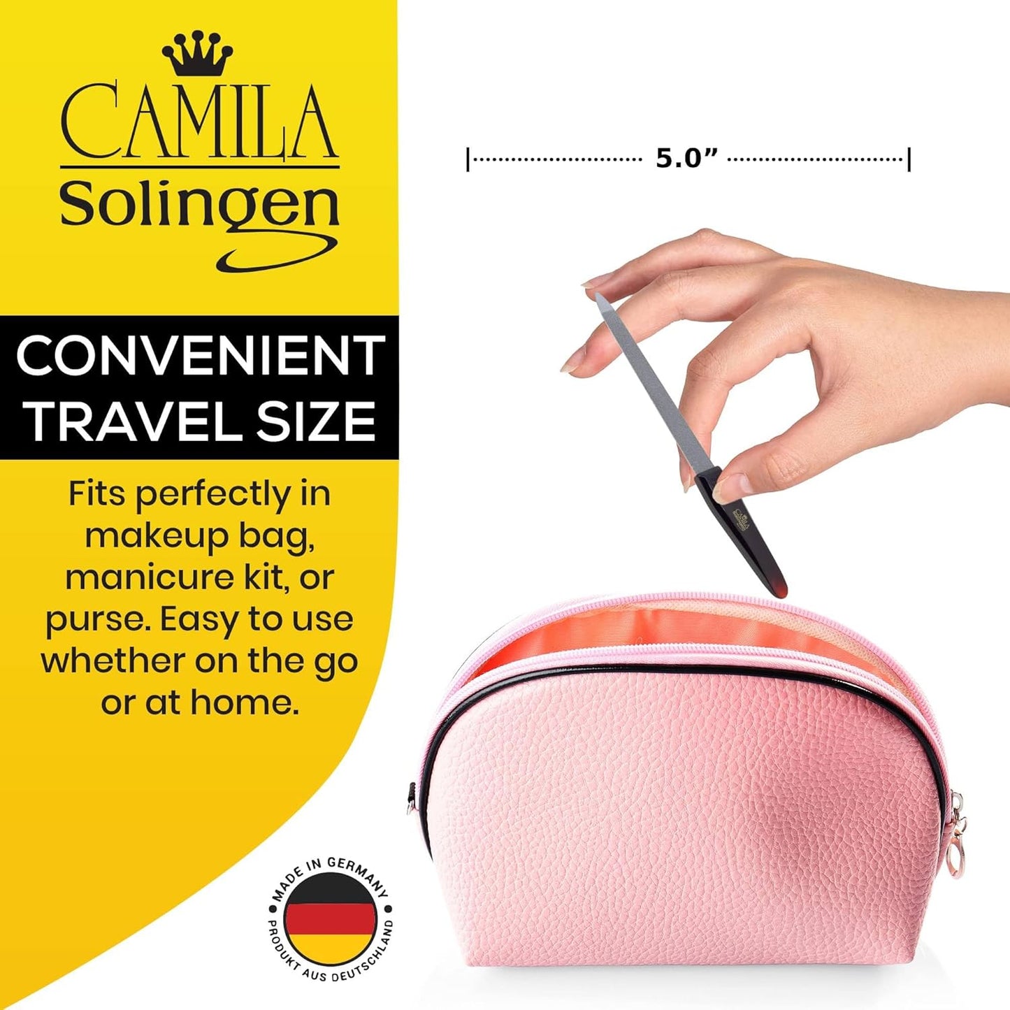 CS17 Sapphire Metal Nail File for Natural Nails Fingernail and Toenail Care, 5" Double Sided Coarse and Fine for Manicure and Pedicure