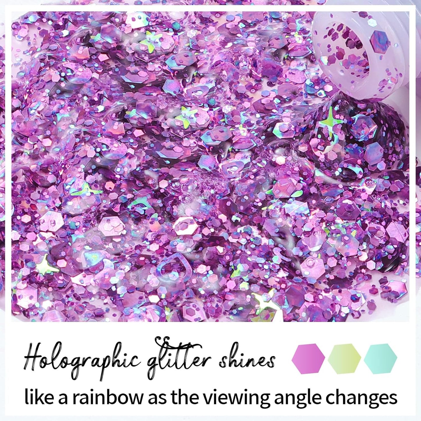 DAGEDA Purple Body Glitter Gel, Holographic Face Glitter Body Gel Rave Party Accessories, Chunky Glitters for Face Hair Nails, Cosmetic Laser Powder Festival Sequins Paint Makeup