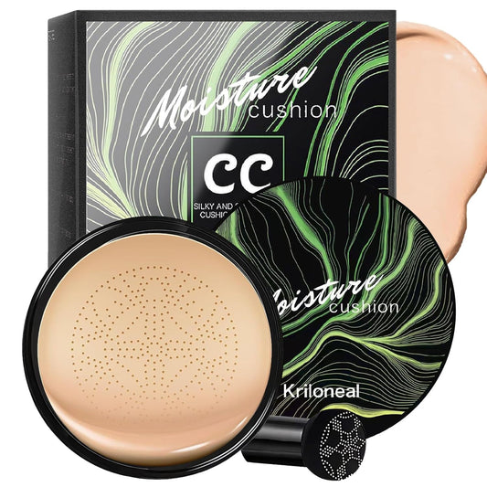 CC Cream Foundation Mushroom Head Air Cushion Face Makeup Moisturizing Concealer Waterproof Oil Control Long-Lasting Nude Makeup Even Skin Tone for All Skin Types (Nature)
