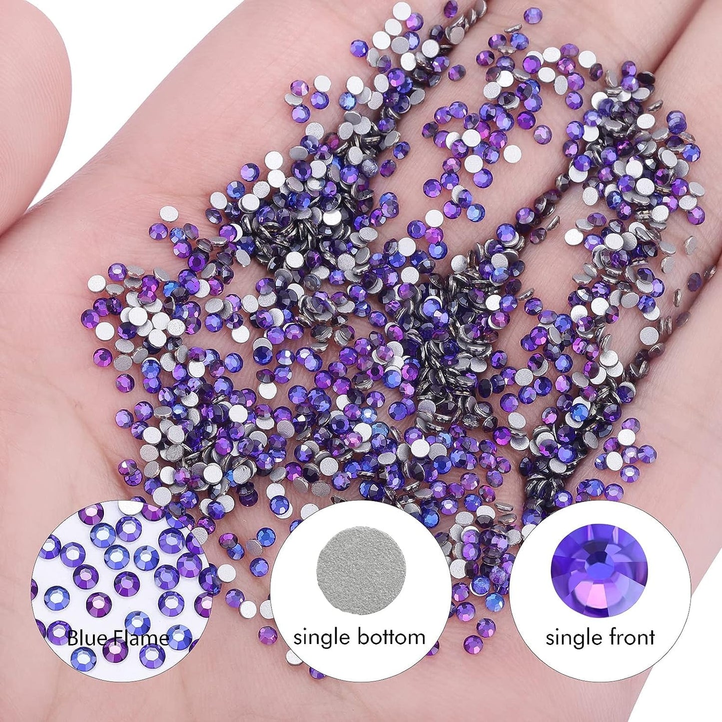 1440Pcs Purple Velvet Crystal Rhinestones,Glass Flatback Rhinestones Gemstones Small for Nail Face Makeup Art Crafts Clothes Decoration - (SS8,2.4mm,Purple Velvet)