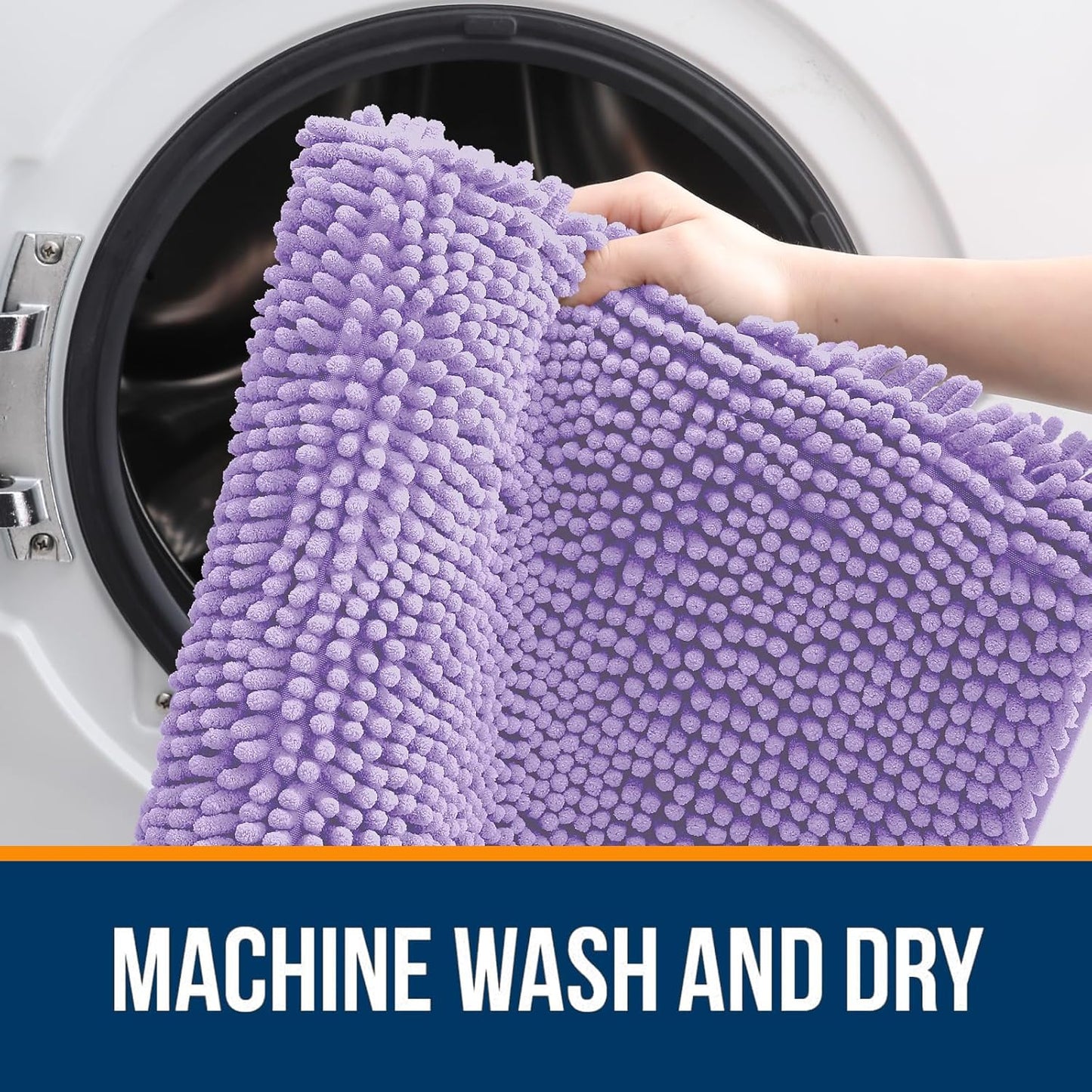 OLANLY Bathroom Rugs 59x20, Extra Soft Absorbent Chenille Bath Rugs, Rubber Backing Quick Dry, Machine Washable Bath Mats for Bathroom Floor, Tub and Shower, Home Decor Accessories, Lavender