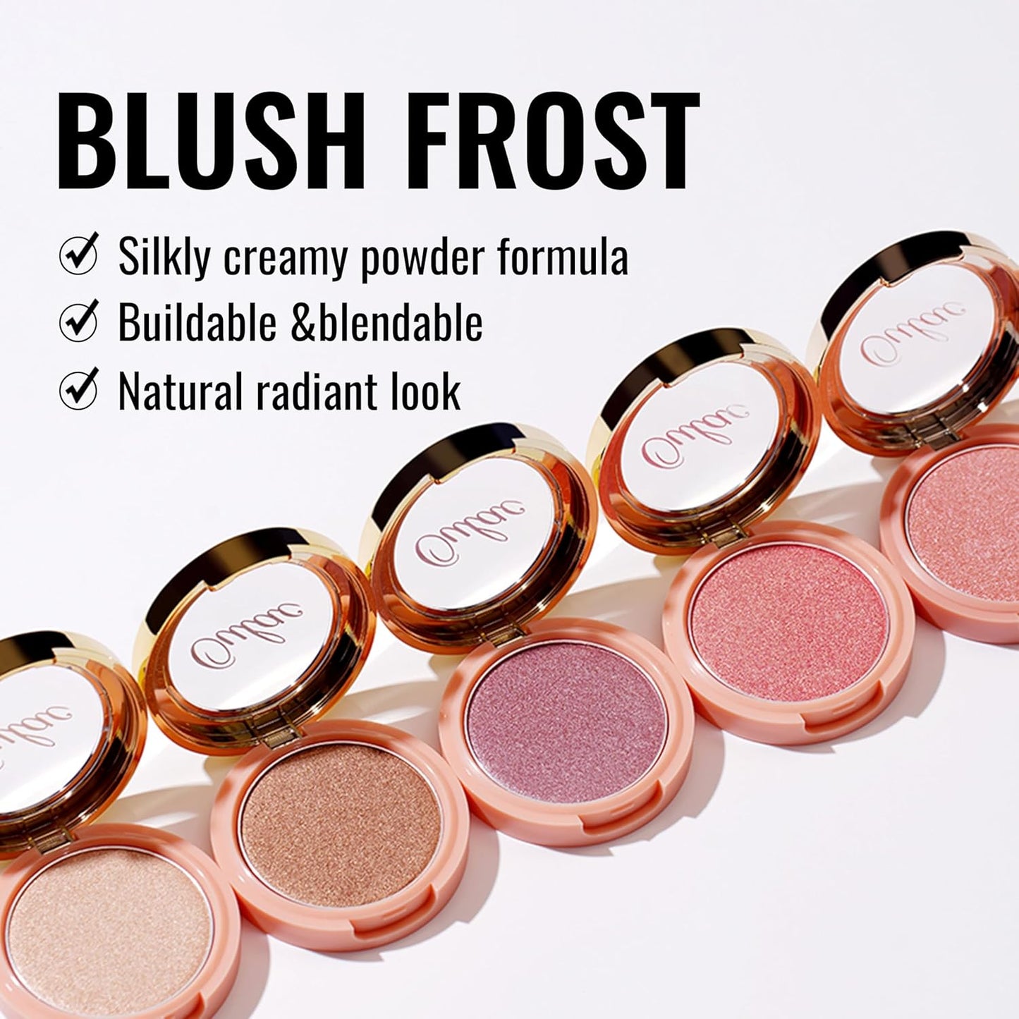 Oulac Fuschia Luminisers Powdery Blusher for Cheeks Face Glow,Brighten Skin As Highlighter Makeup, Shimmer Blusher,Buildable and Vegan Cosmetics,4.8g F12 Razzmatazz