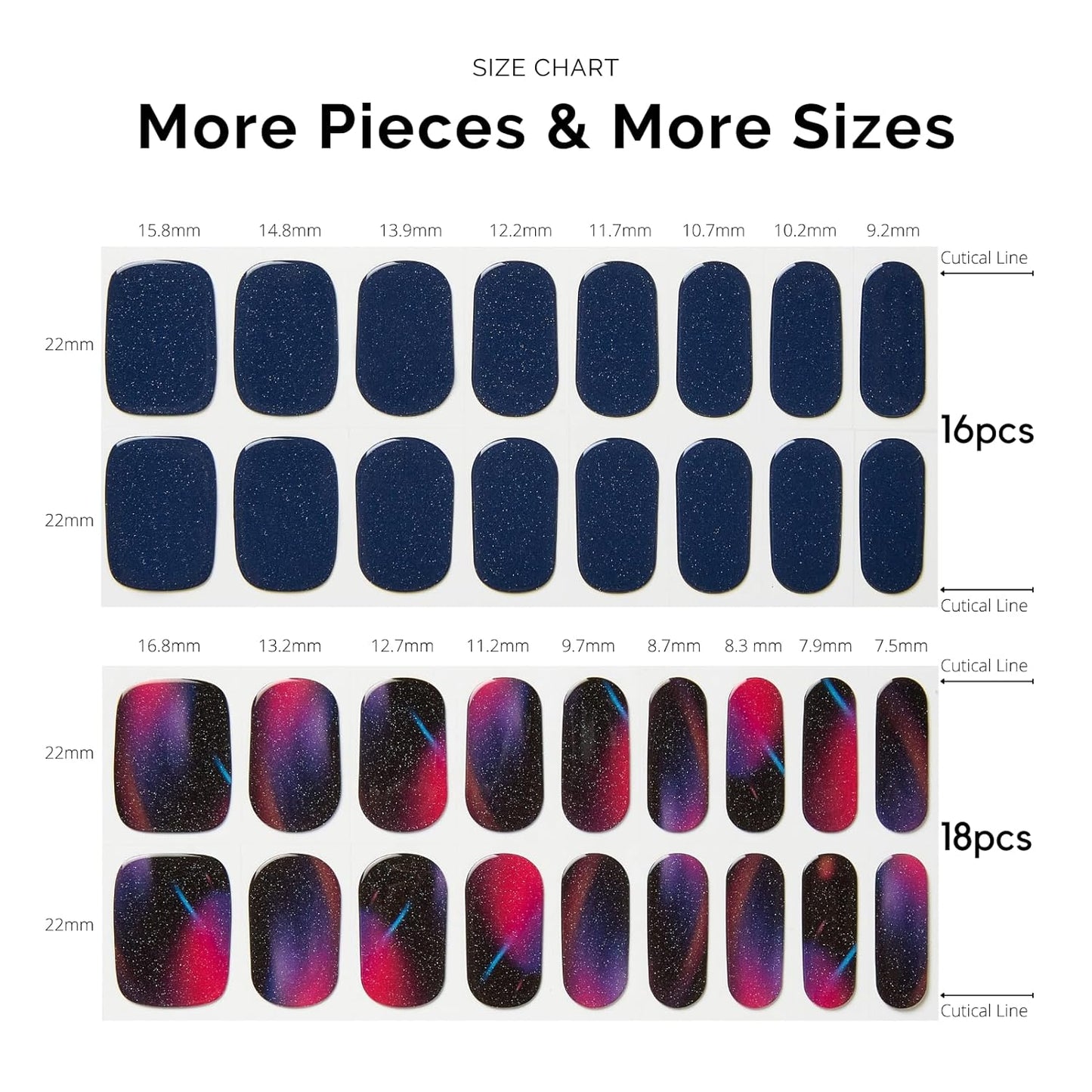 NAILOG Semi Cured Gel Strips - 34 Pcs Nail Stickers Buy 2 Get 1 UV Light | Long Lasting Wraps With Glossy Gel Finish Purple, Neon Nocturne