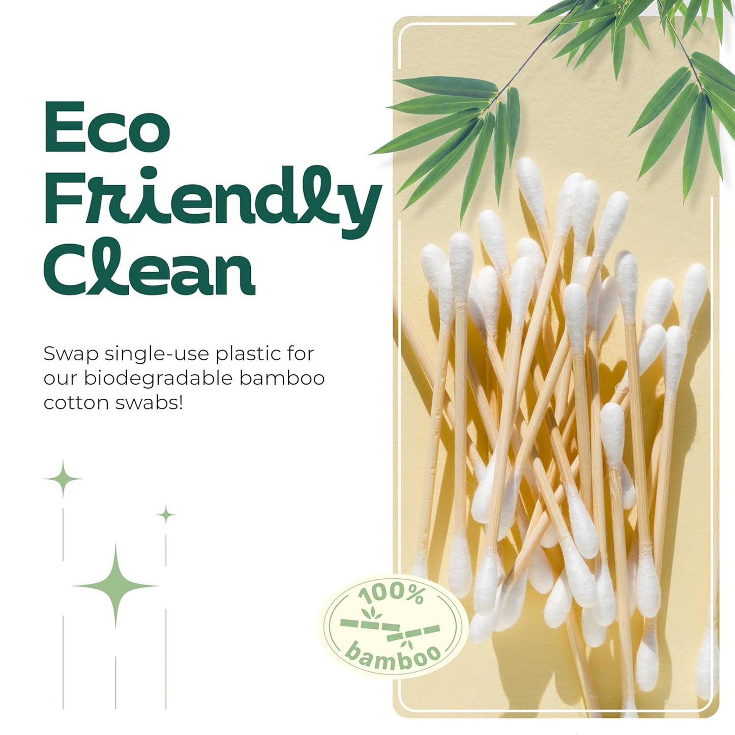Bamboozle Eco-Friendly Bamboo Cotton Swabs - Sustainable, Biodegradable, & Stylish Personal Care Solution, 1000 count