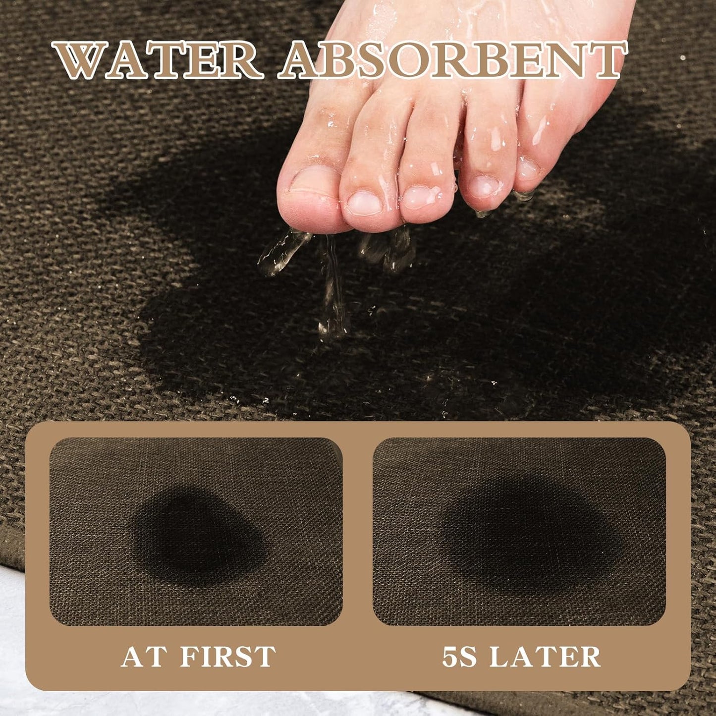 chakme Bathroom Rugs Mat 59x17, Ultra Thin Non Slip Bath Rug Runner Quick Dry Absorbent Bath Mat for Bathroom, (Brown, 59"x17")