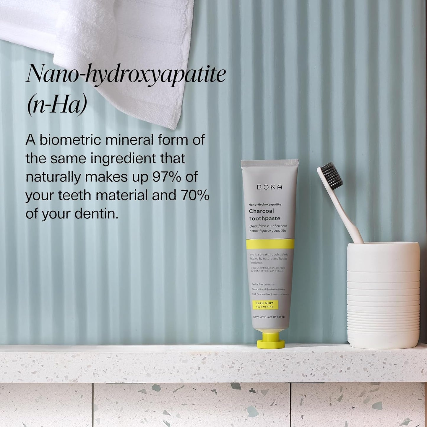 Boka Fluoride Free Toothpaste, Nano Hydroxyapatite Toothpaste, Appropriate for Sensitive Teeth - for Adult, Kids Oral Care - Yuzu Mint Flavor, 4 Fl Oz 3Pk US Manufactured