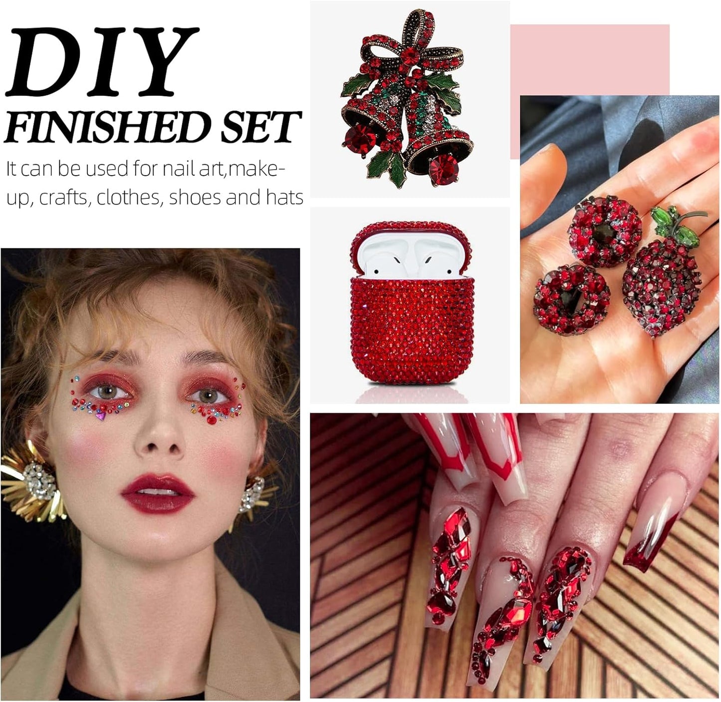 Siam Flatback Rhinestones, Glass Rhinestones for Nail Art and Craft, Glue Fix, Loose Crystal Gemstones(Siam, SS30, 288pcs, 6.4-6.6mm)