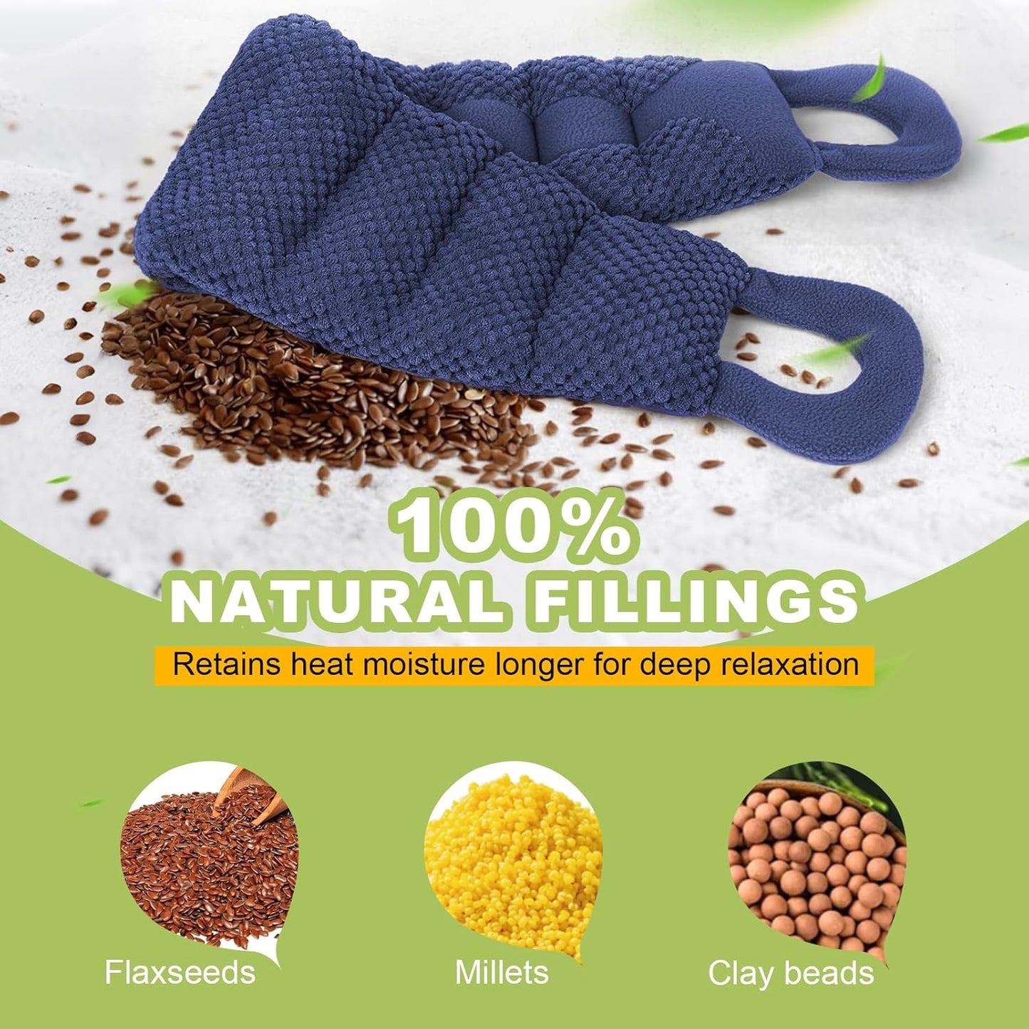 UNCN Long Heating pad for Neck and Shoulders Back 33 * 5.9" microwavable Large Moist Heat Pack Warm hot Compress Neck wrap Weighted Bag Massage Reusable Herbal Nature Calming Portable