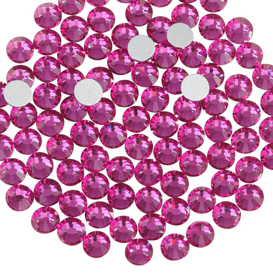 Beadsland 1440pcs Flat Back Crystal Rhinestones Round Gems for Nail Art and Craft Glue Fix, Fuchsia,SS16,3.8-4.0mm