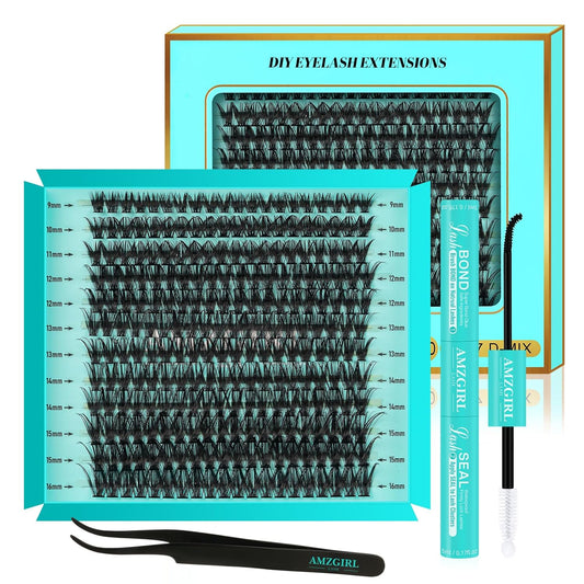Lash Extension Kit 240Pcs 50D Individual Lashes Clusters Kit,Lash Bond And Seal for Eyelashes Extensions,Lash Applicator Tool For False Eyelash Cluster Kit(50D,D-Mix9-16mm)