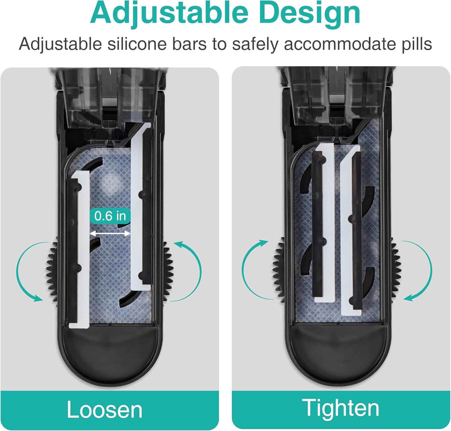 Fullicon Pill Cutter, Adjustable Cutter with precision alignment, Stainless Steel Blade & Guard, Splitter with Free Brush & Pill Box (Black)