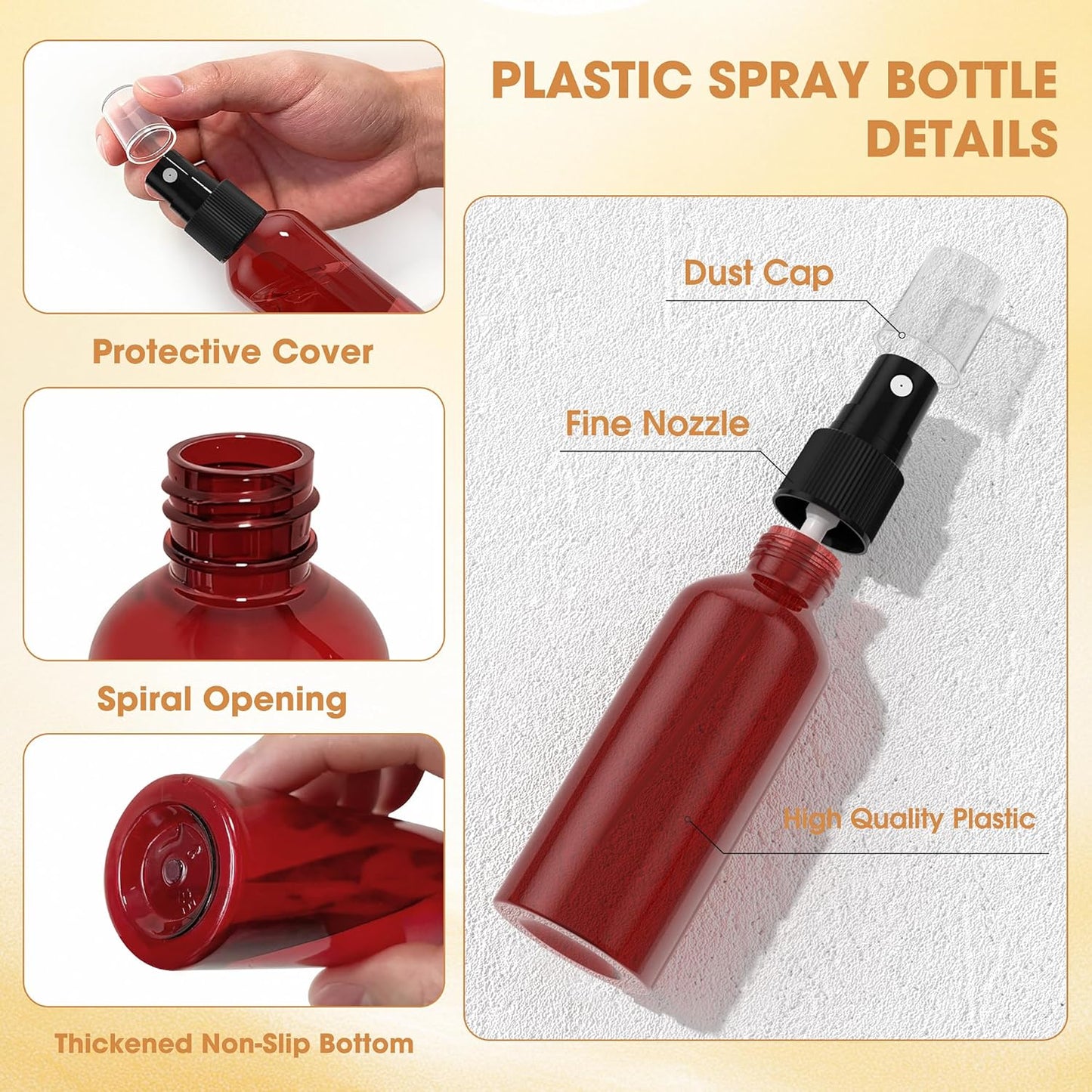 100Pack Small Spray Bottles 1oz, 30ml Travel Spray Bottle with Black Fine Mist Sprayer, Mini Empty Refillable Containers Portable Cosmetic Bottles for Plants, Cleaning, Misting & Skin Care-Brown