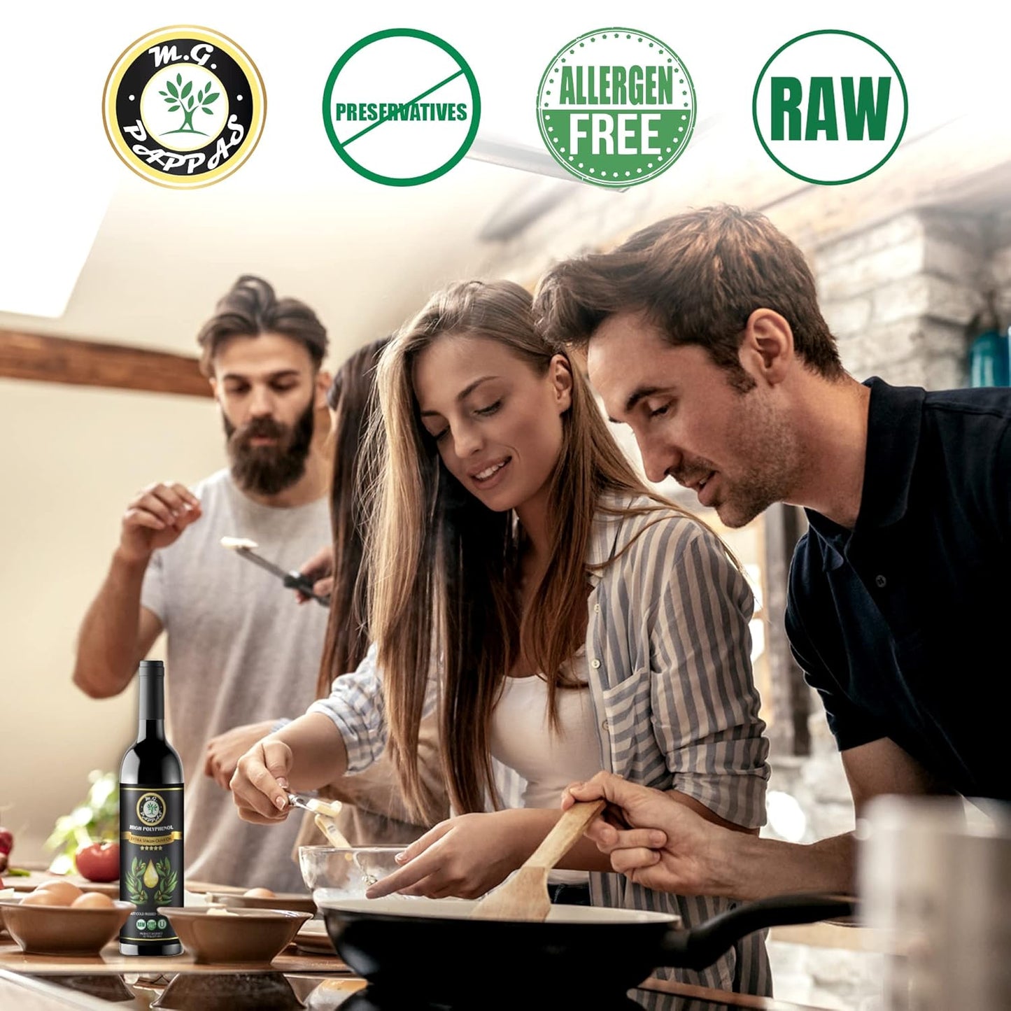 M.G. Pappas Extra Virgin Olive Oil, High Polyphenol EVOO - Cold Pressed & Unfiltered Greek Olive Oil - Over 500mg/kg Polyphenols with High Hydroxytyrosol - Award-Winning Organic Quality - 12.7oz (375ml) Bottle