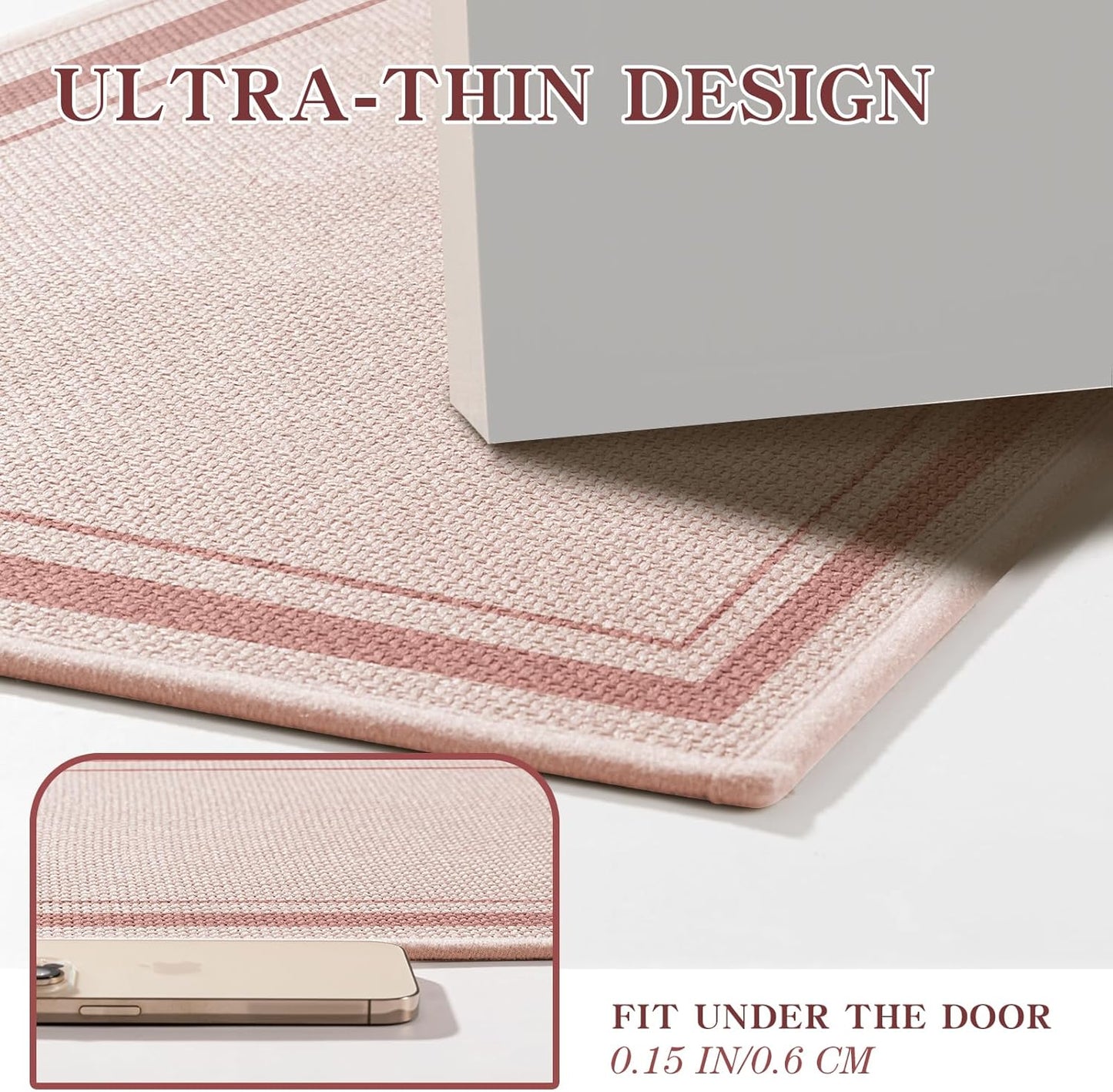 chakme Bathroom Rugs Mat 32x17, Ultra Thin Non Slip Bath Mat Quick Dry Absorbent Bath Mat for Bathroom Floor, (Light Pink, 32"x17")