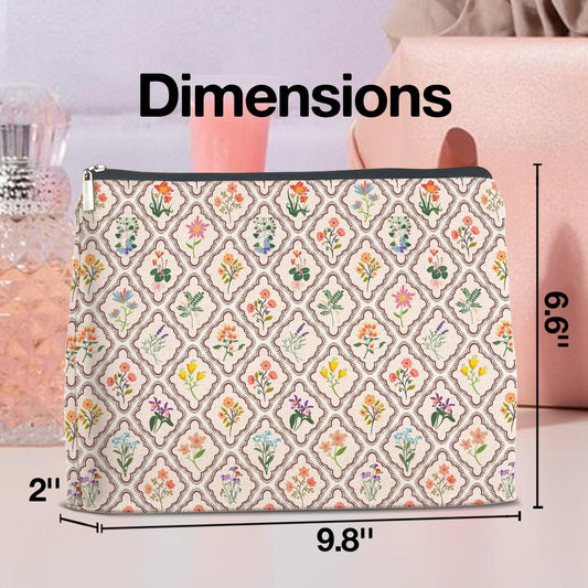 Aesthetic Floral Makeup Bag Gifts for Women Cute Flowers Cosmetic Bag Zipper Pouch