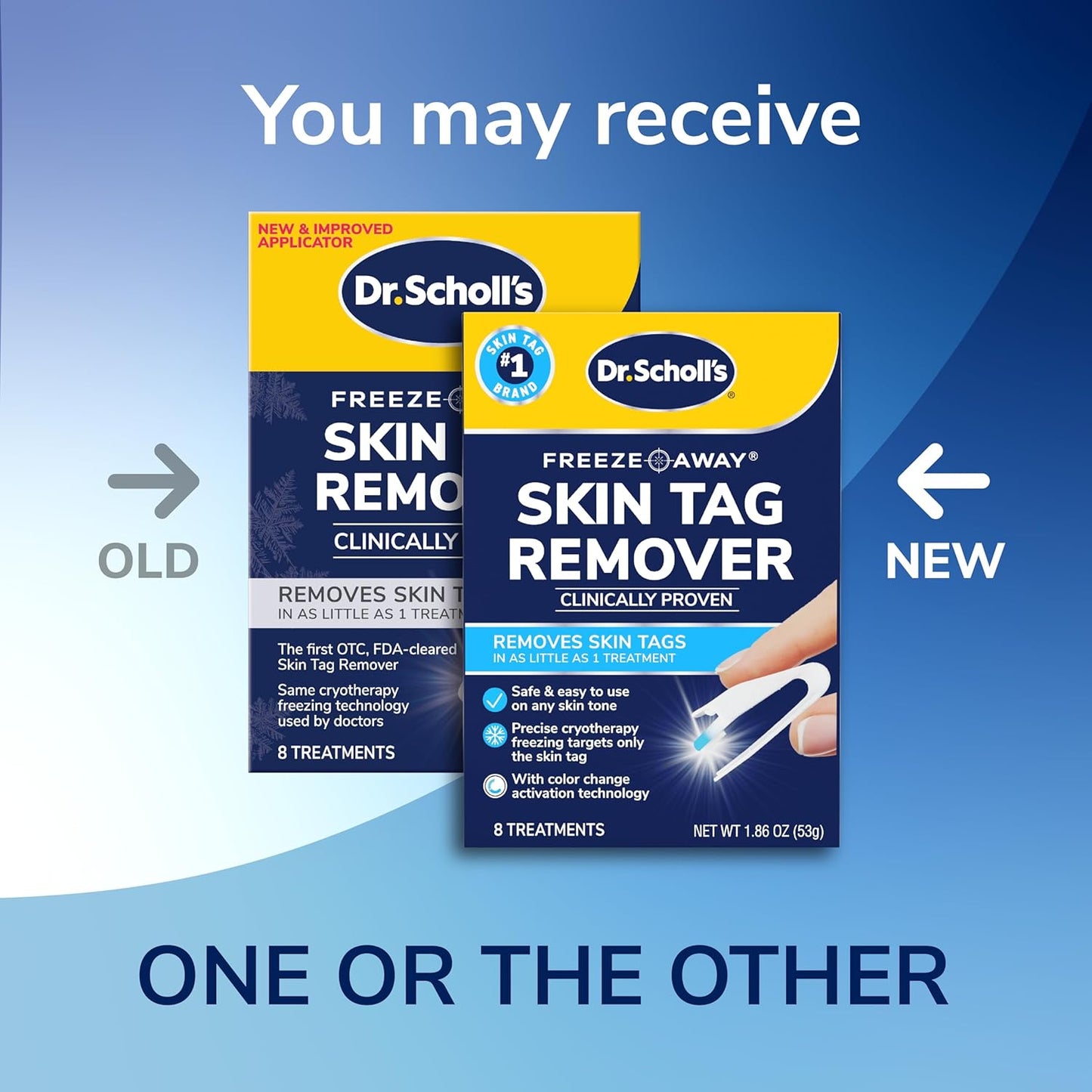 Dr. Scholl's Freeze Away Skin Tag Remover Kit, 8 ct – Completely removes Skin Tags in As Little As 1 Treatment, FDA-Cleared & Clinically Proven At-Home Removal, Easy 1-Handed Action, Permanent Results