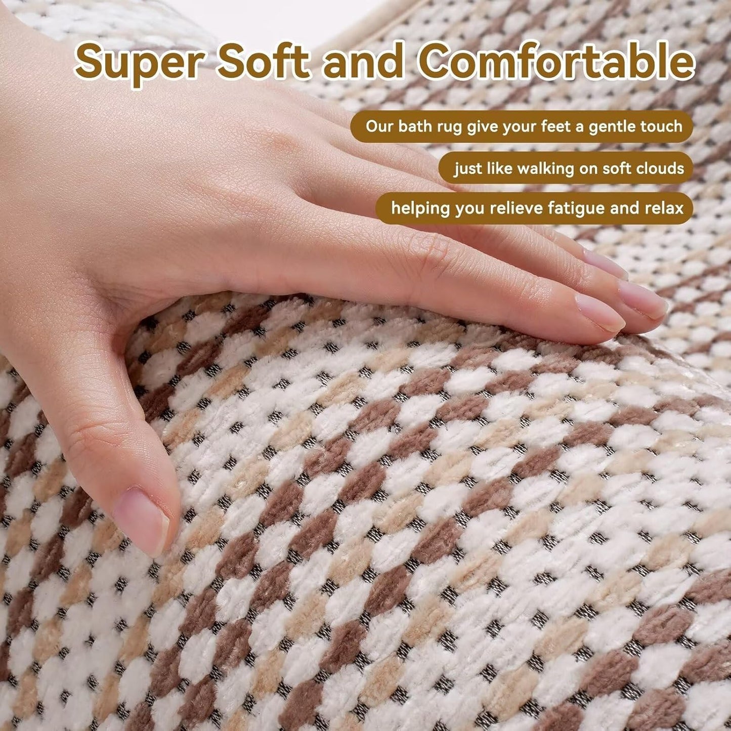 Ultra Thin Bathroom Rugs 16x24,Soft Absorbent Chenille Bath Rugs,Rubber Backing Quick Dry, Machine Washable Bath Mats for Bathroom Floor,Tub and Shower, Home Decor Accessories, Coffee