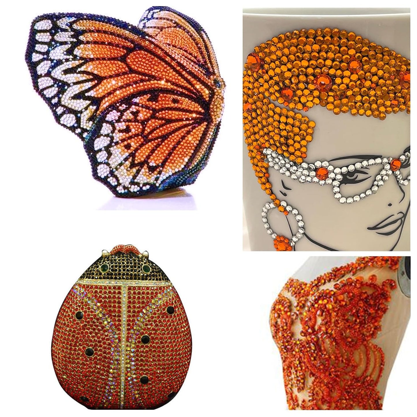 1440Pcs Amber Crystal Rhinestones,Glass Flatback Rhinestones Gemstones for Nail Face Makeup Art Crafts Clothes Decoration - (SS20,4.8mm, Amber)