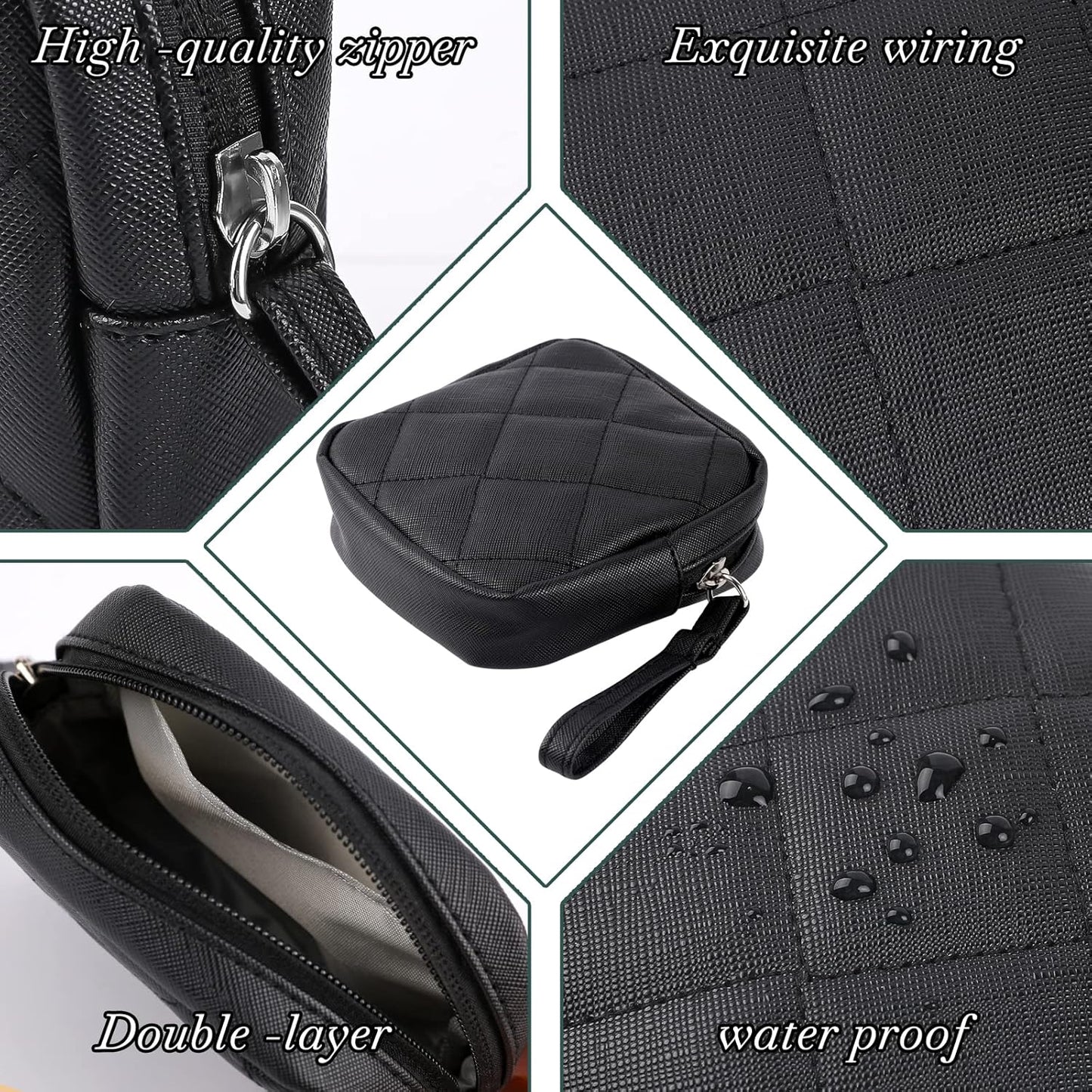 Sanitary Napkin Storage Bag, Period Bag, Period Pouch, Feminine Menstrual Pad Tampon Organizer, Portable Sanitary Pads Pouches First Period Kit for Teen Girls Women Ladies(Black)