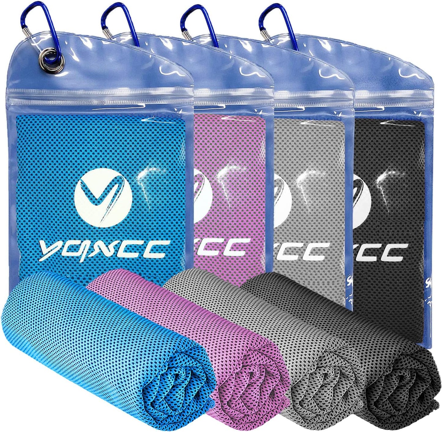 YQXCC Cooling Towels | 4 Pack 47"x12" | Ice Cool for Neck | Microfiber Soft Breathable Chilly | for Yoga, Sports, Golf, Gym, Camping, Running, Fitness, Workout & More Activities
