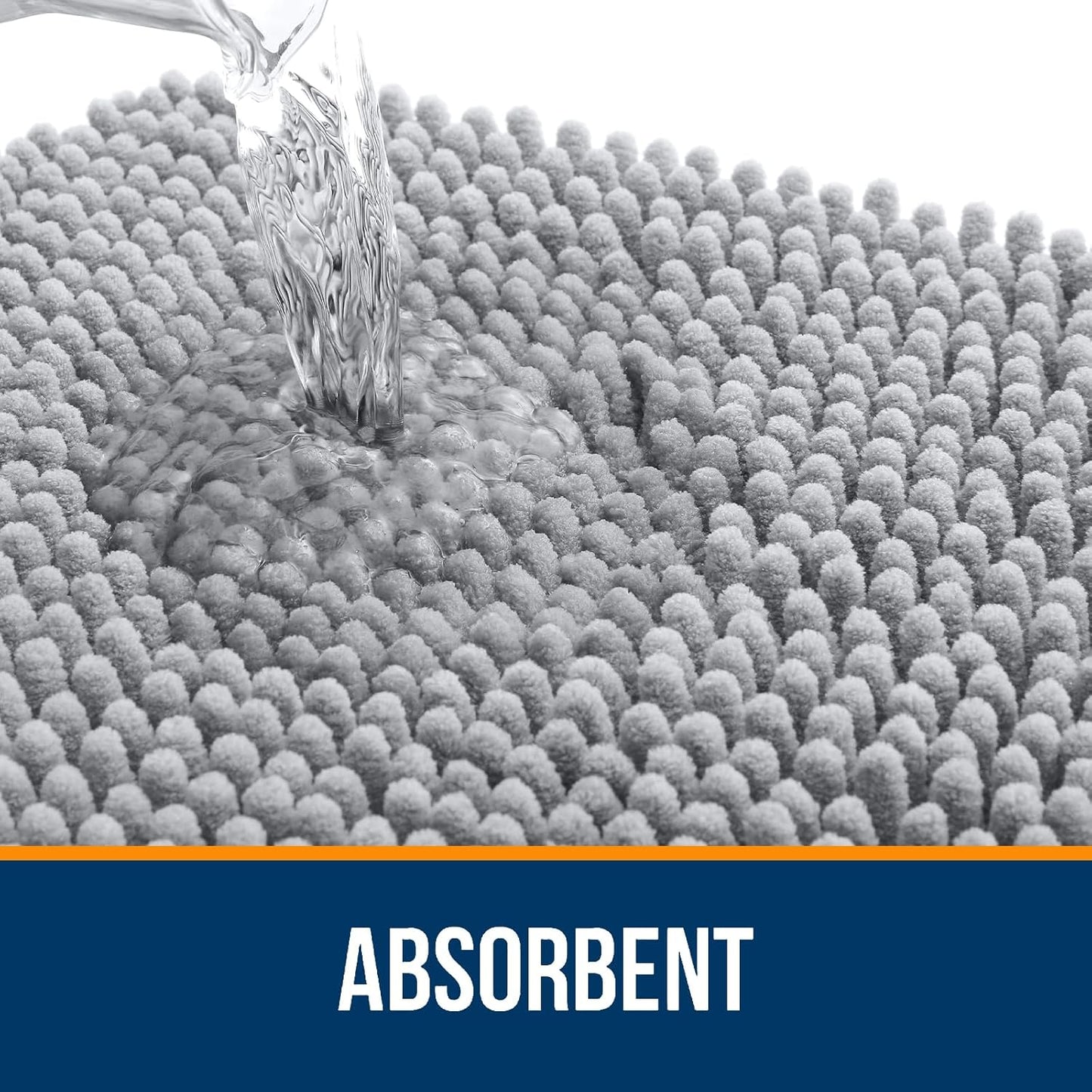 OLANLY Bathroom Rugs 44x32, Extra Soft Absorbent Chenille Bath Rugs, Rubber Backing Quick Dry, Machine Washable Bath Mats for Bathroom Floor, Tub and Shower, Home Decor Accessories, Light Grey